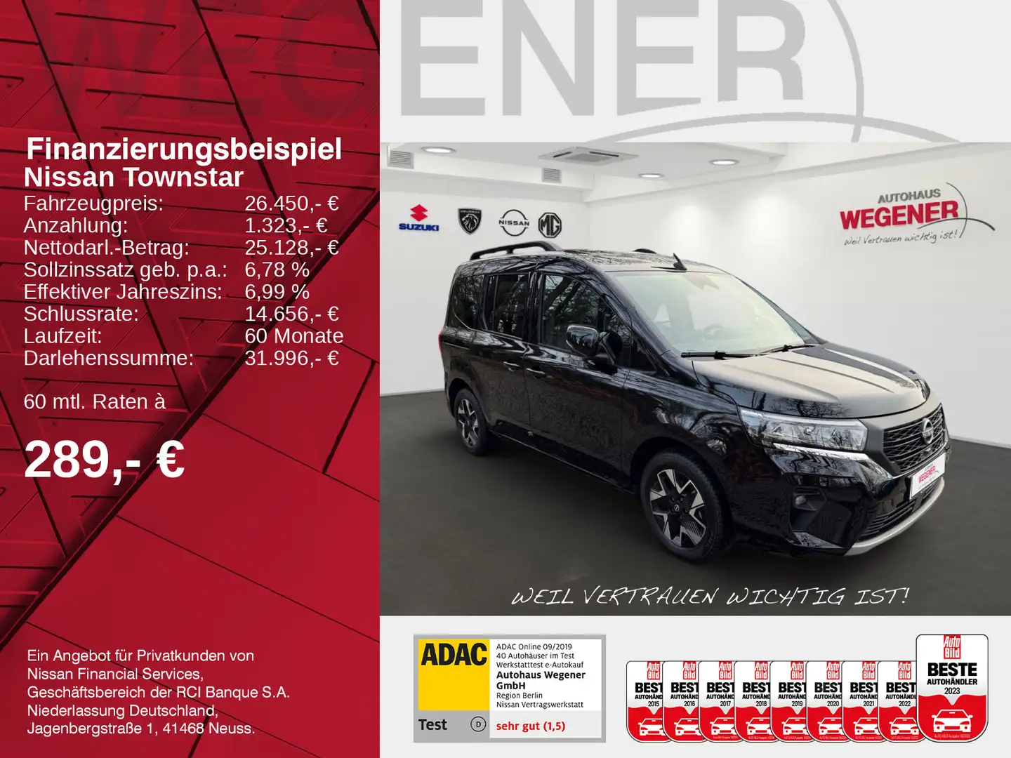 Nissan Townstar Kombi Tekna Allwetter CarPlay Navi Kame Schwarz - 2