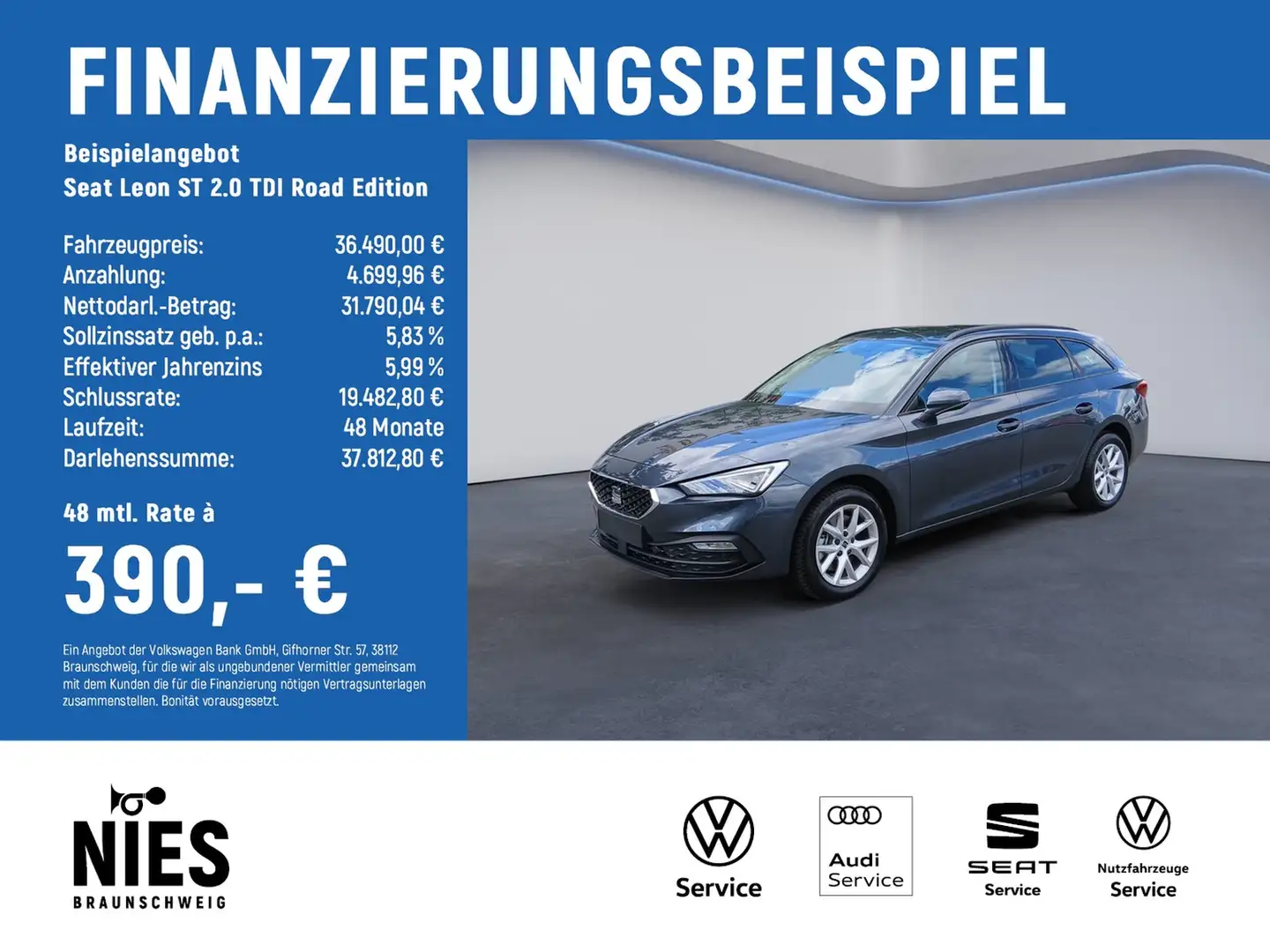 SEAT Leon ST 2.0 TDI Road Edition MATRIX+AHK+ACC Grau - 2