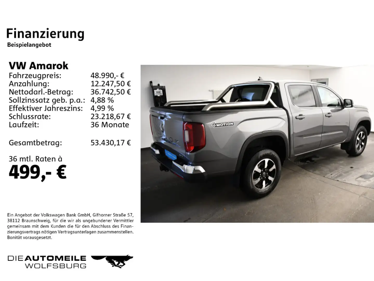 Volkswagen Amarok DC 2.0 TDI 4Mot. Automatik Style Stand/AH Grau - 2