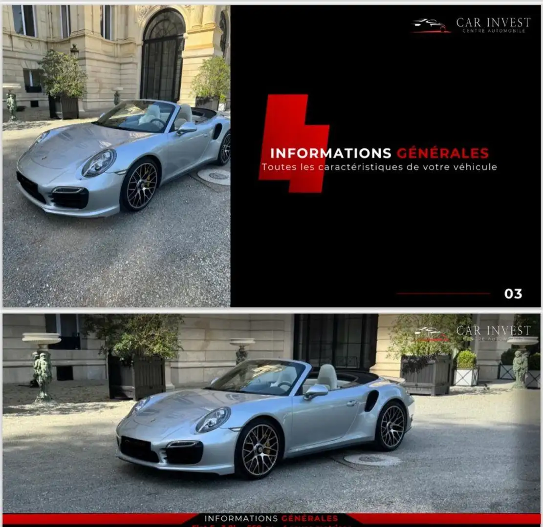 Porsche 991 type 991 turbo s 4.0 l cab pdk revision concession Gris - 2