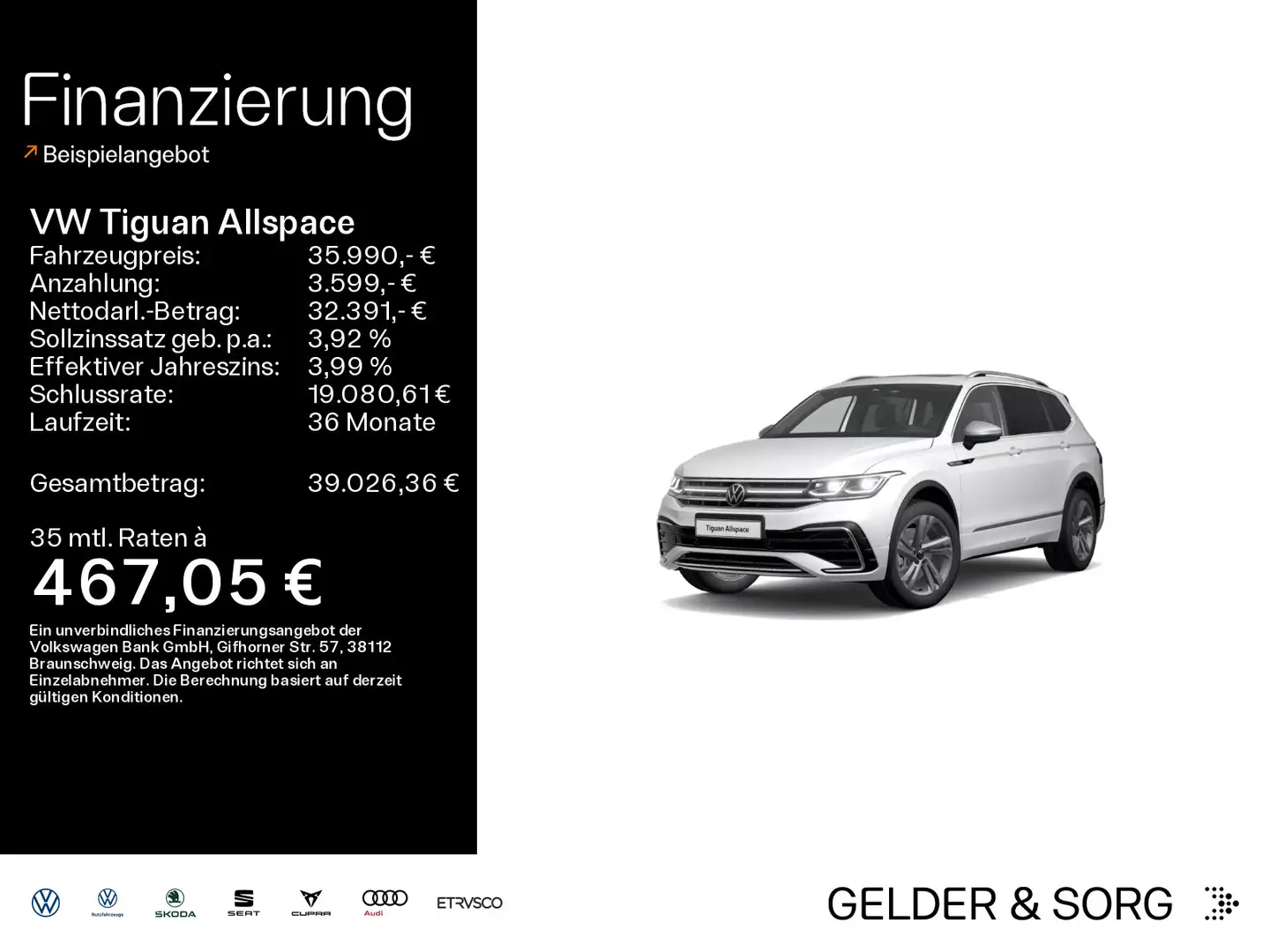 Volkswagen Tiguan Allspace R-Line 2.0 TDI AHK*Matrix*Standh Weiß - 1