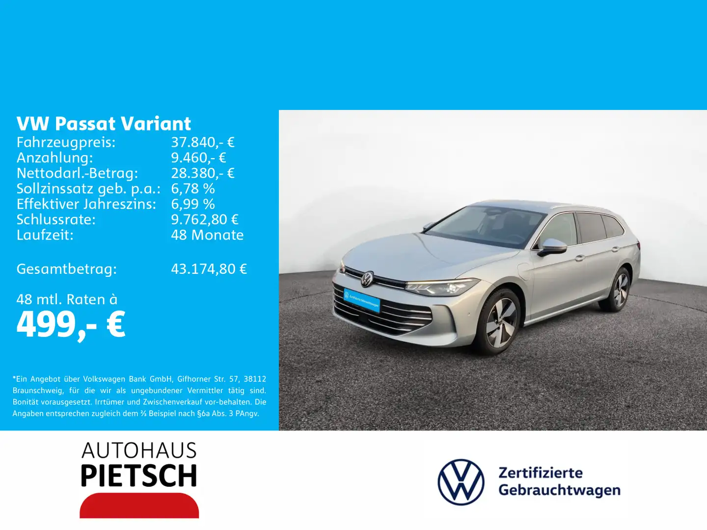 Volkswagen Passat Variant 1.5 TSI eHybrid Business Silber - 1