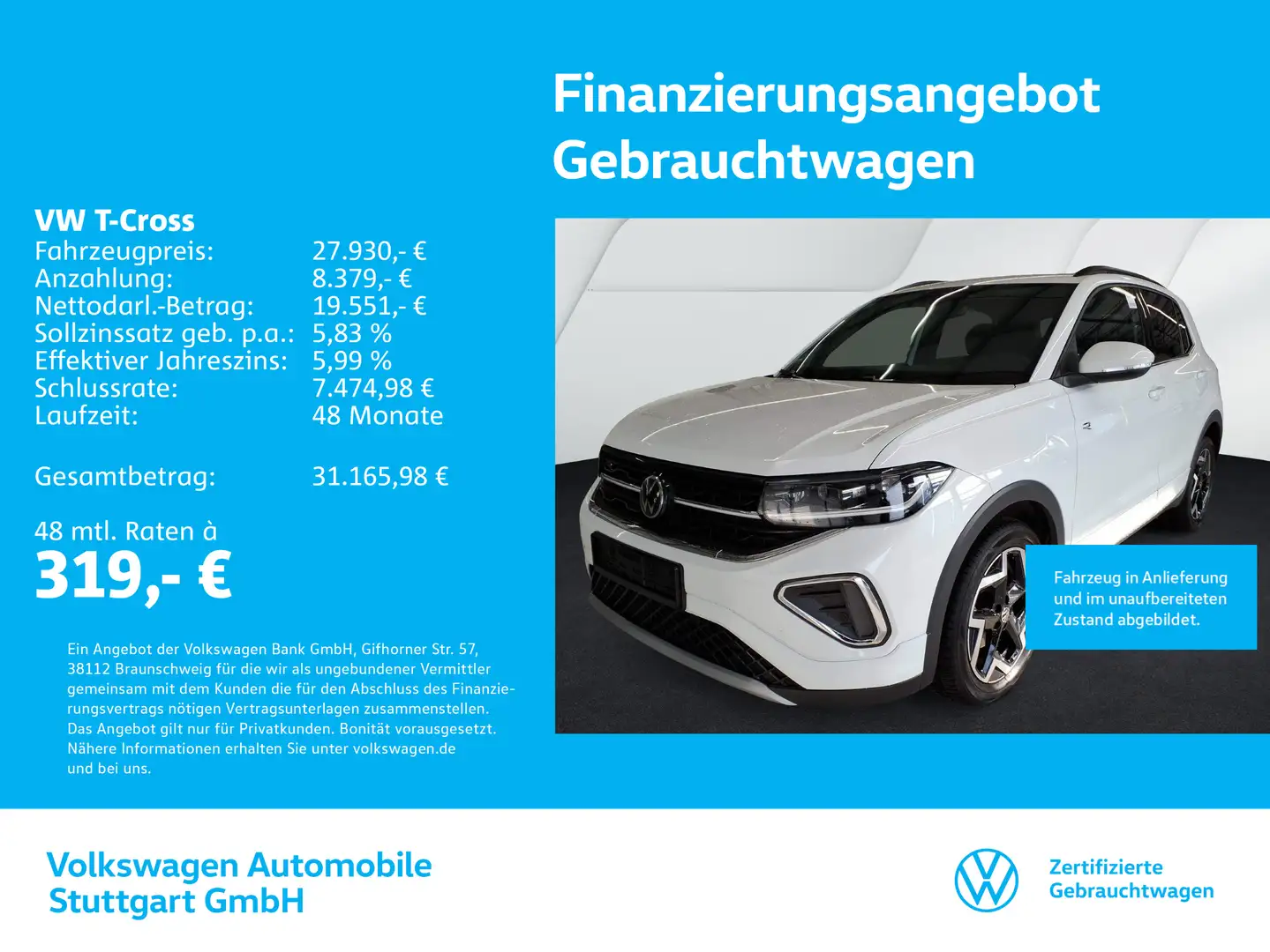 Volkswagen T-Cross T-CROSS R-Line 1.5 TSI 110kW Weiß - 1