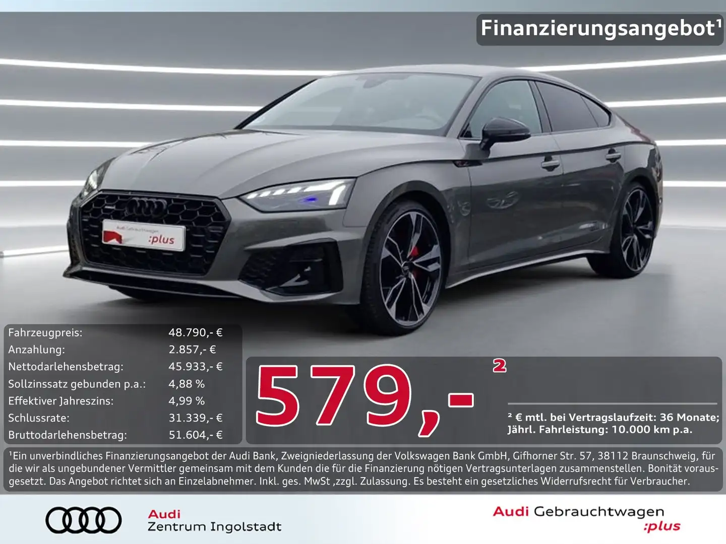 Audi A5 Sportback 40 TDI qu S line comp.edit.+ MATRIX Grau - 1