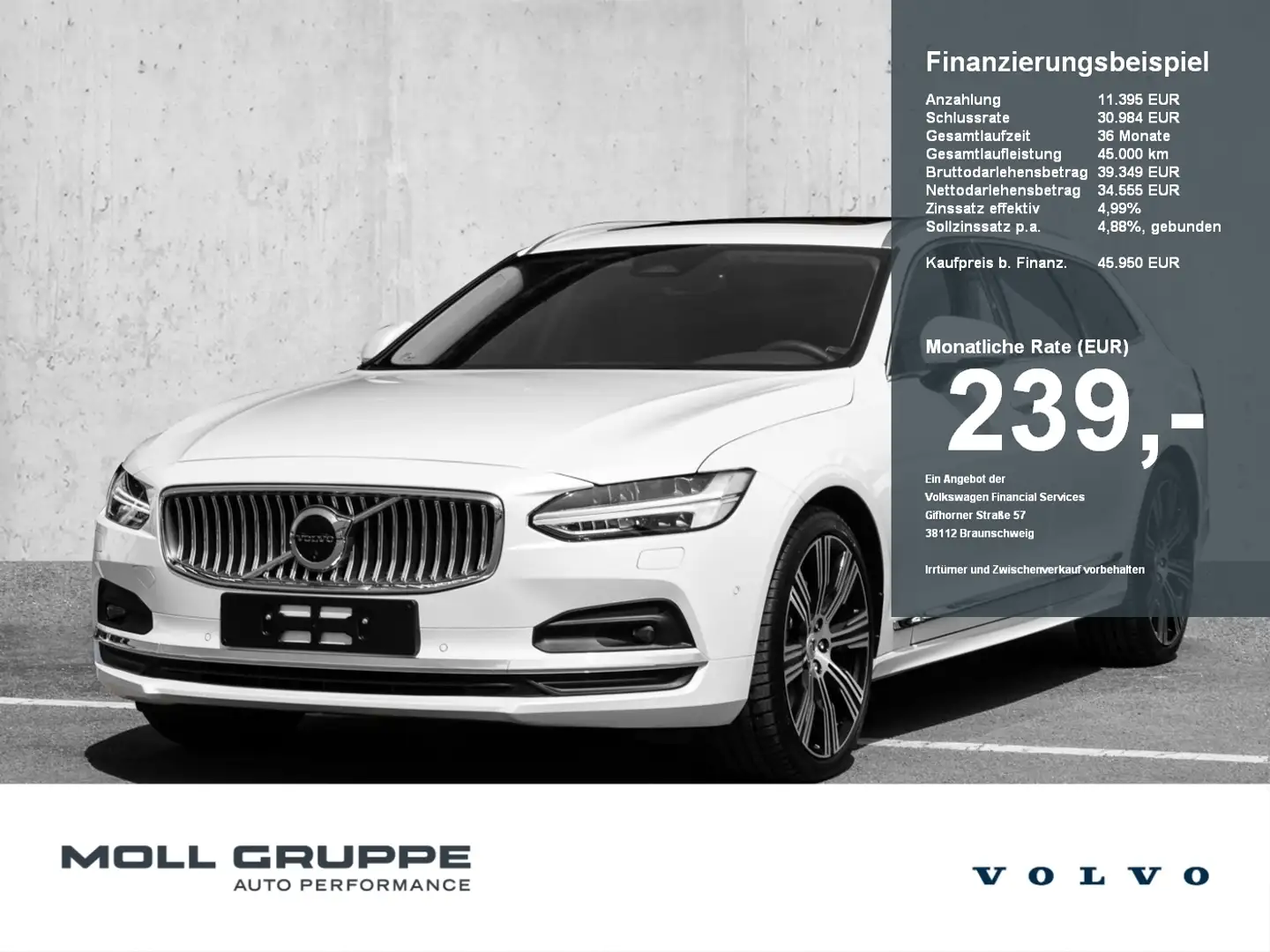 Volvo V90 Kombi B4 (Diesel) Mild-Hybrid Ultimate Bright Blanco - 1