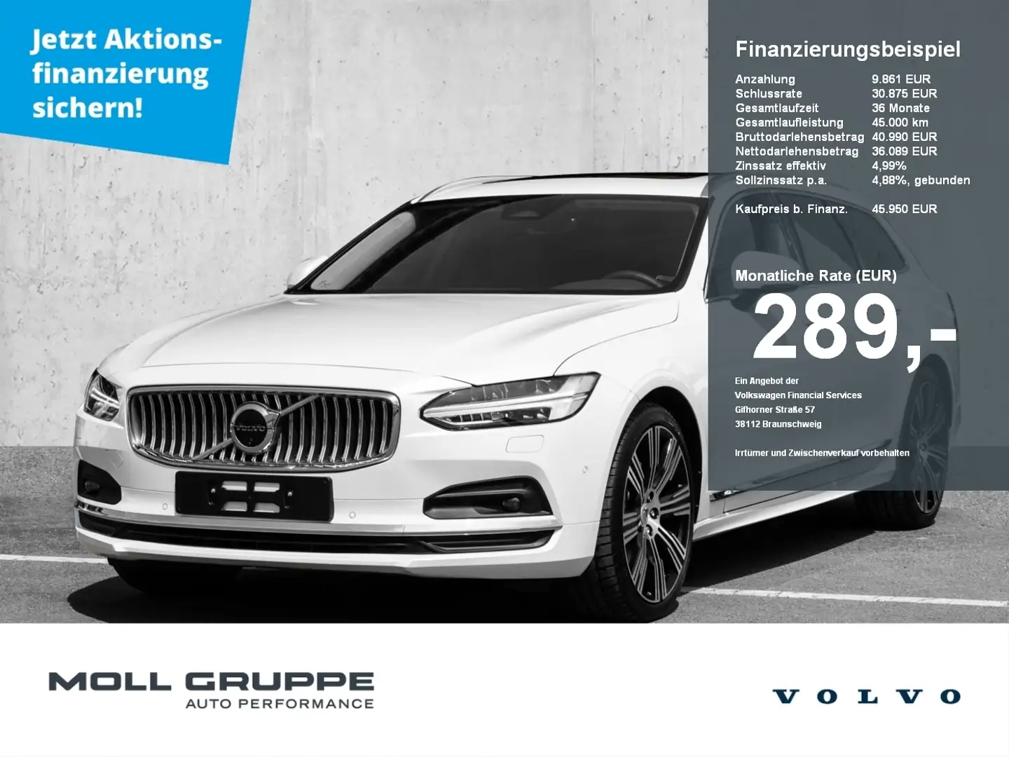 Volvo V90 Kombi B4 (Diesel) Mild-Hybrid Ultimate Bright Weiß - 1