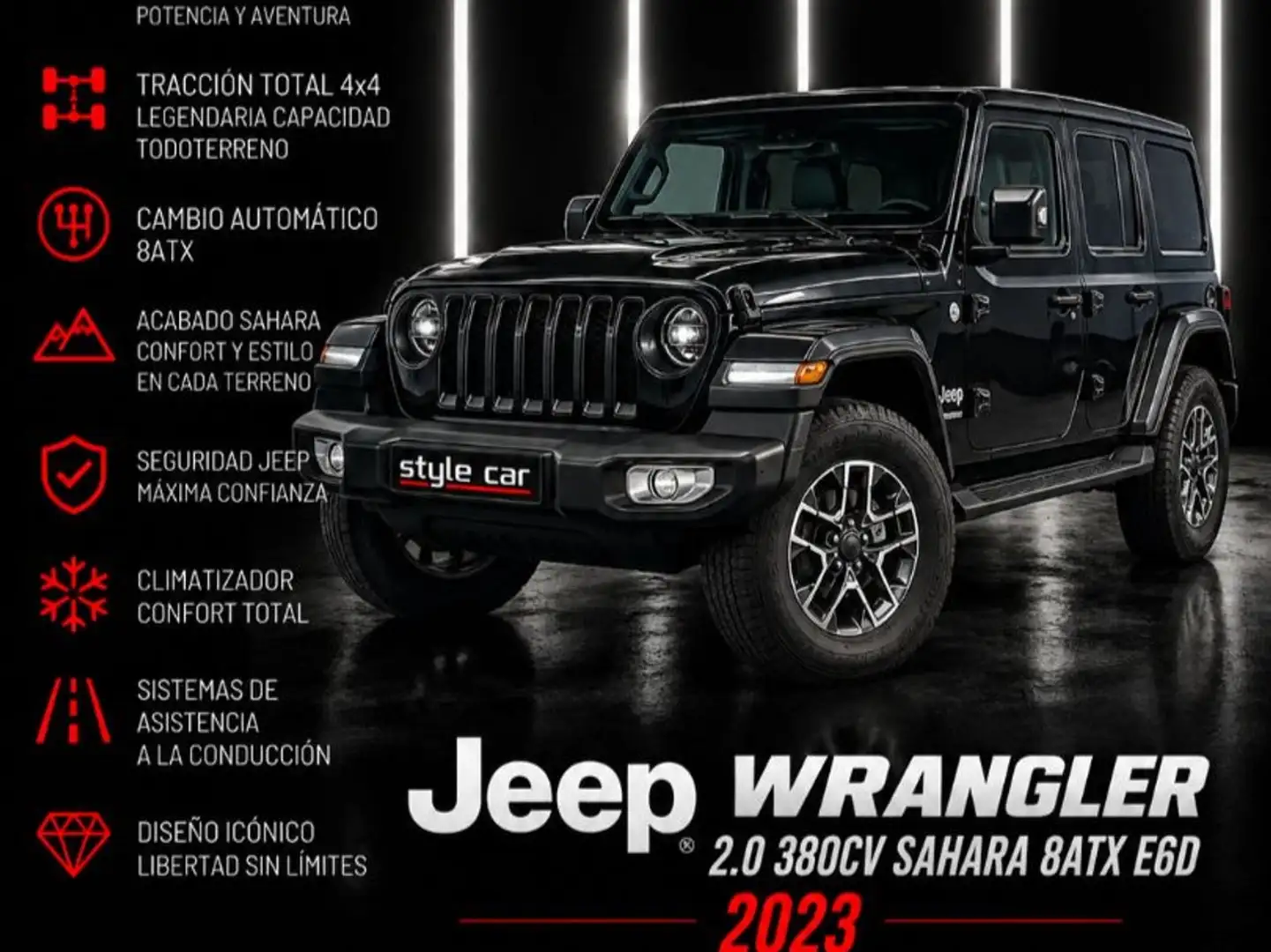 Jeep Wrangler 4p 2.0 380CV Sahara 8ATX E6D Negro - 1