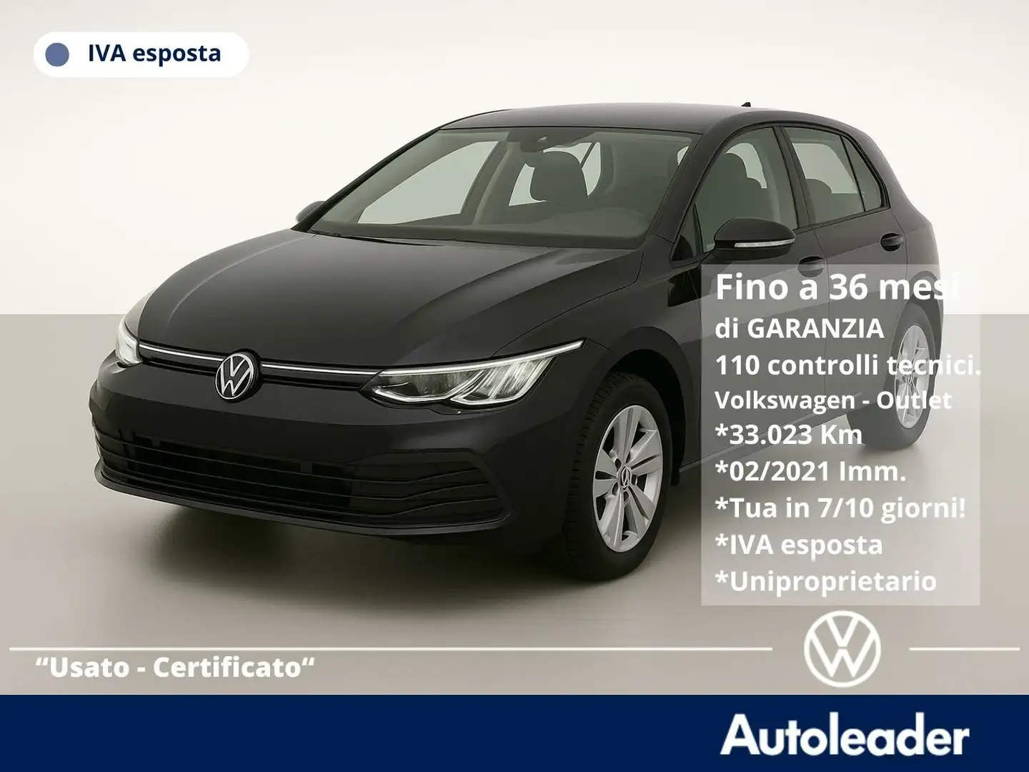 Volkswagen Golf 1.5 TGI DSG Life SOLI 33mila km Nero - 1