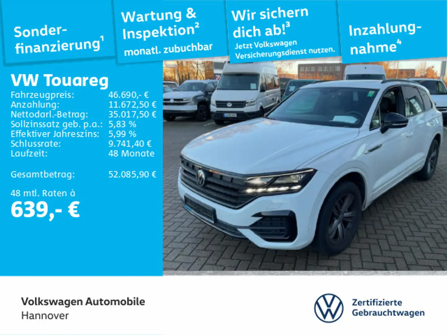Volkswagen Touareg 3.0 TDI R-Line ACC DigCockpit Navi Kamer Weiß - 1