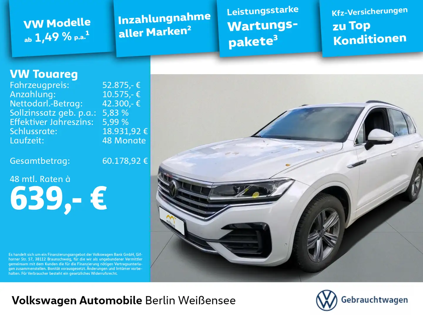 Volkswagen Touareg 3.0 V6 TDI R-Line 4Motion *DSG*APP*ACC*N Weiß - 1