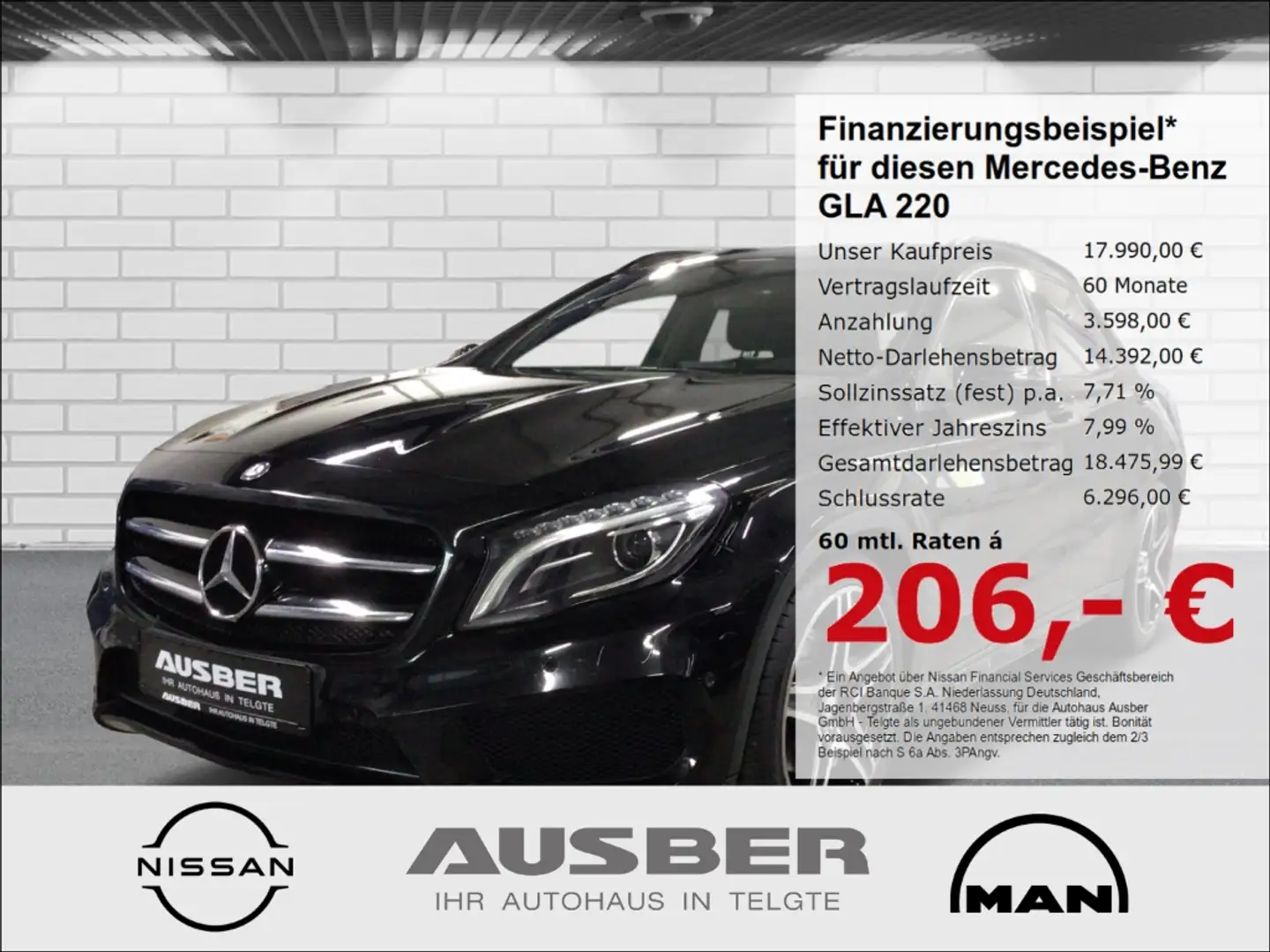 Mercedes-Benz GLA 220 CDI d 4Matic AMG Line Navi Night-Pkt. Kamera Schwarz - 1