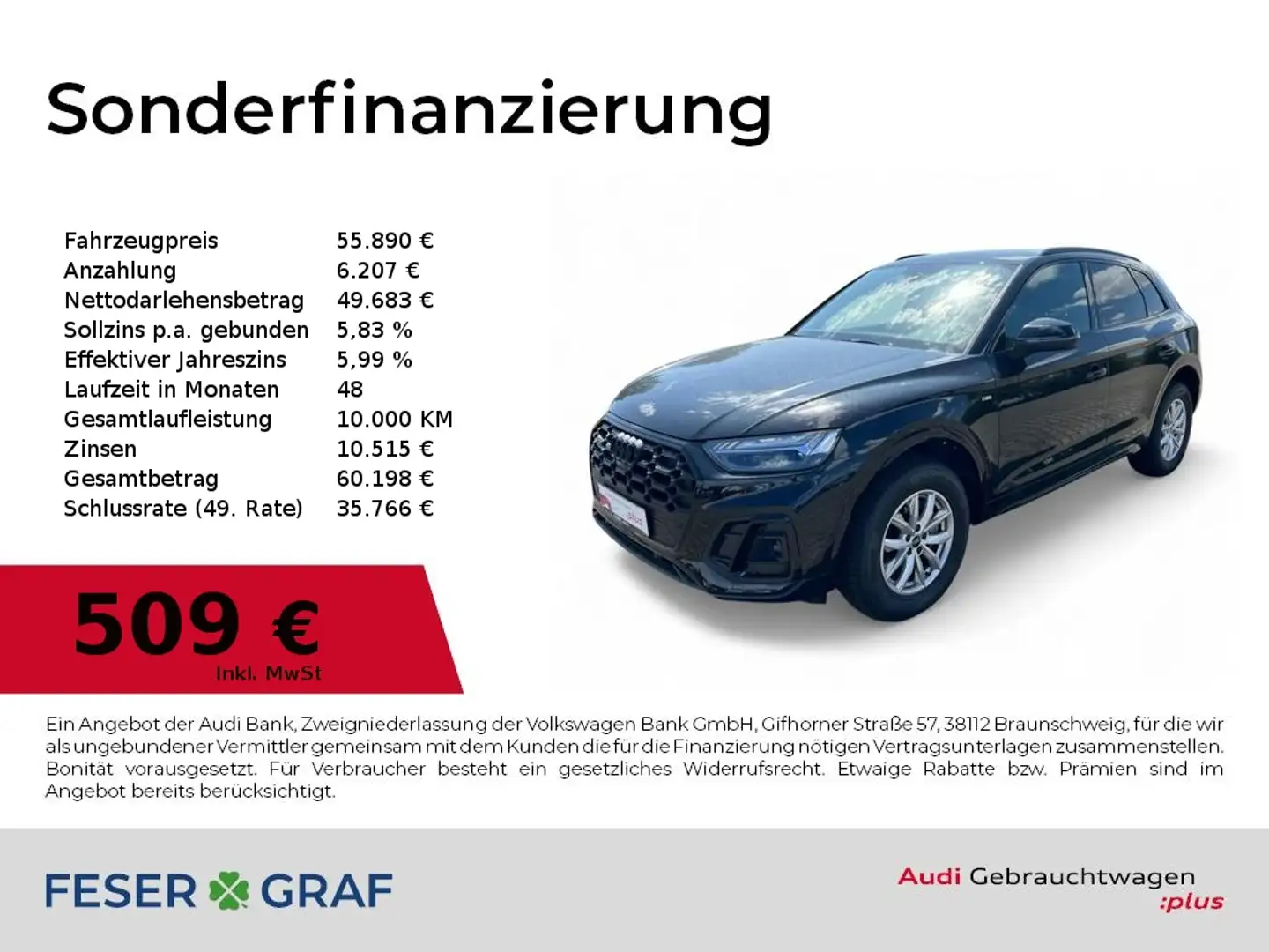 Audi Q5 S line 40TDI quattro S tronic Matrix/360°Cam/Navi+ Schwarz - 1