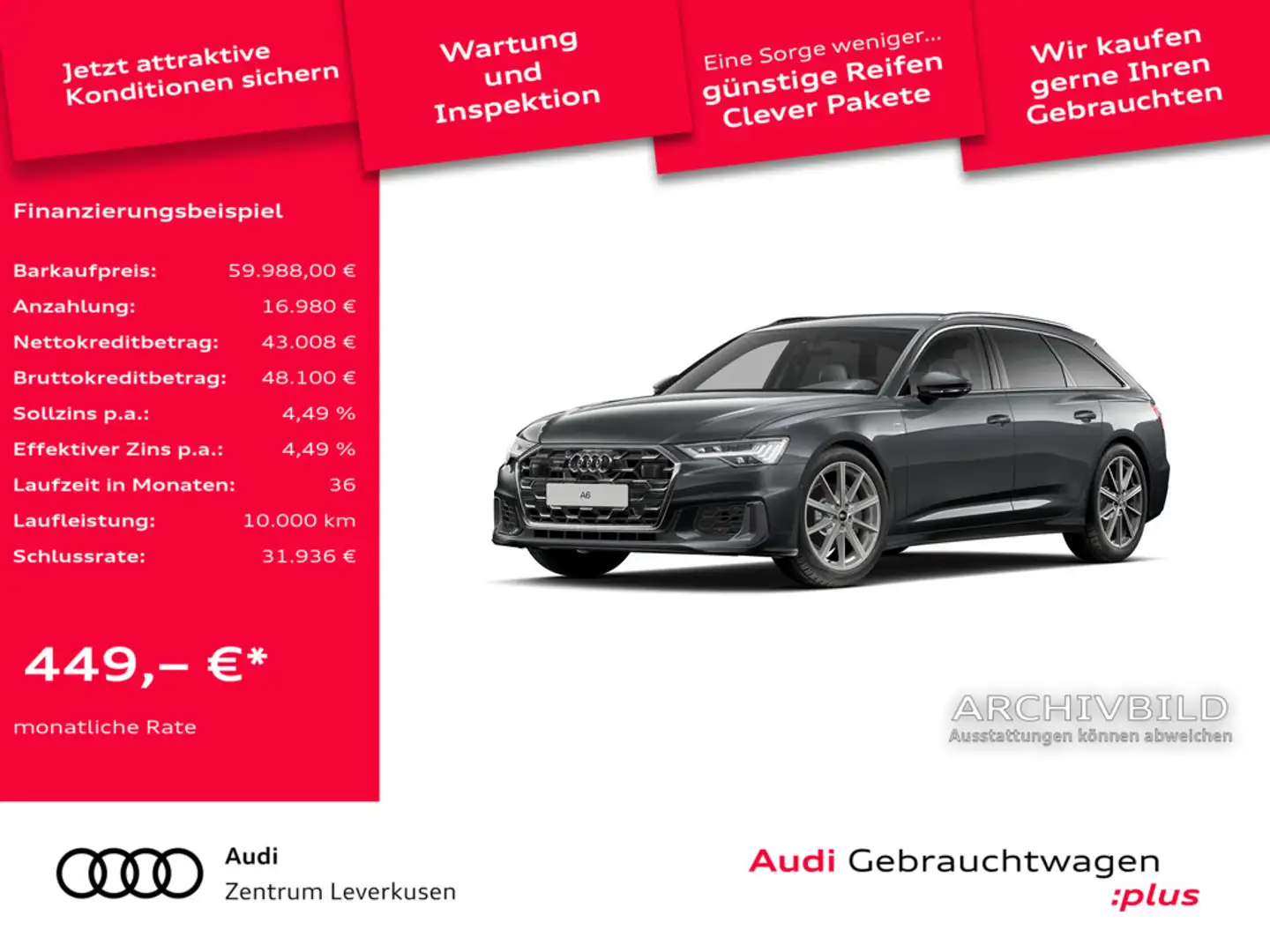 Audi A6 Avant quattro S line LEDER B&O MATRIX AHK Gris - 1