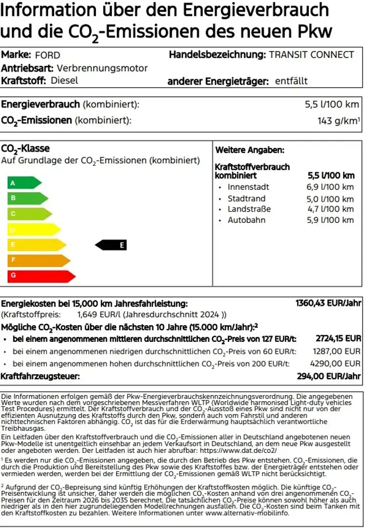 Ford Transit Connect Transit Connect 2.0 EcoBlue L1 FWD Limited Weiß - 1
