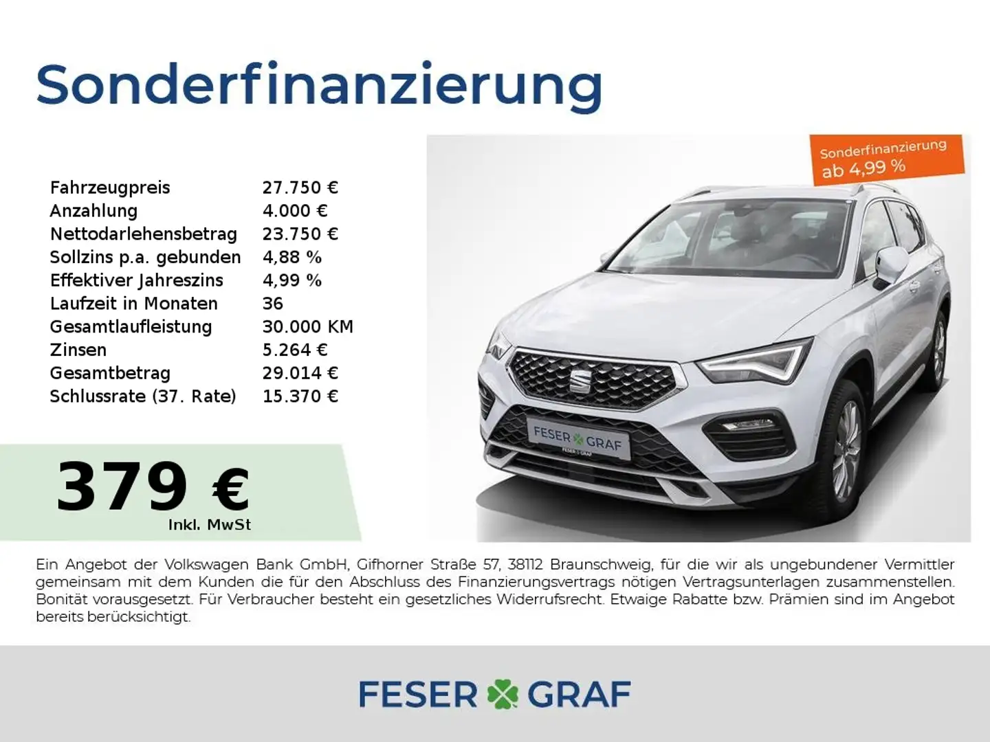 SEAT Ateca 1.5 TSI DSG Xperience LED AHK NAVI SHZ ACC Blanco - 1