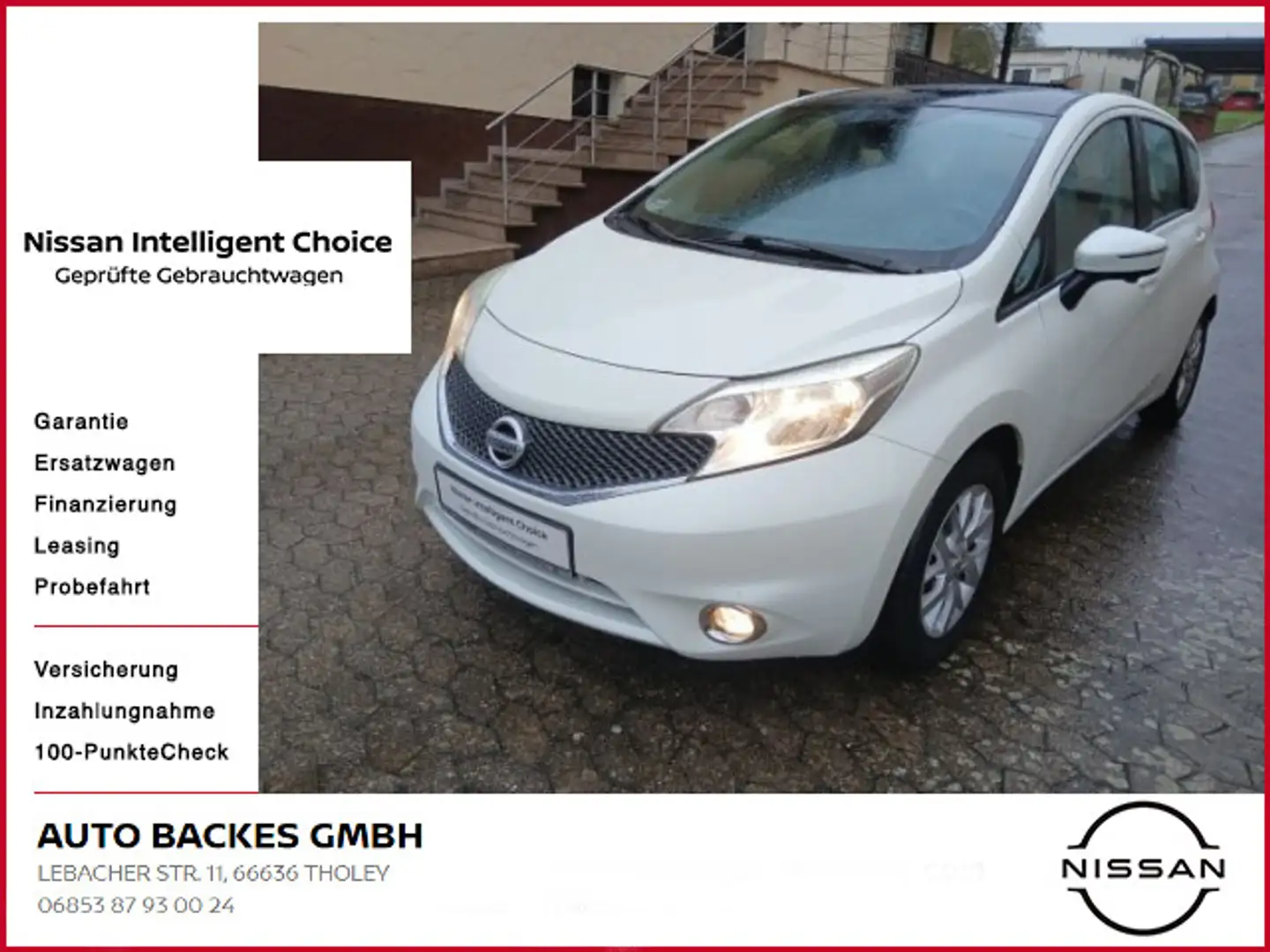 Nissan Note 1.2 Acenta Panoramaglasdach Navi+360°Kamera Weiß - 1