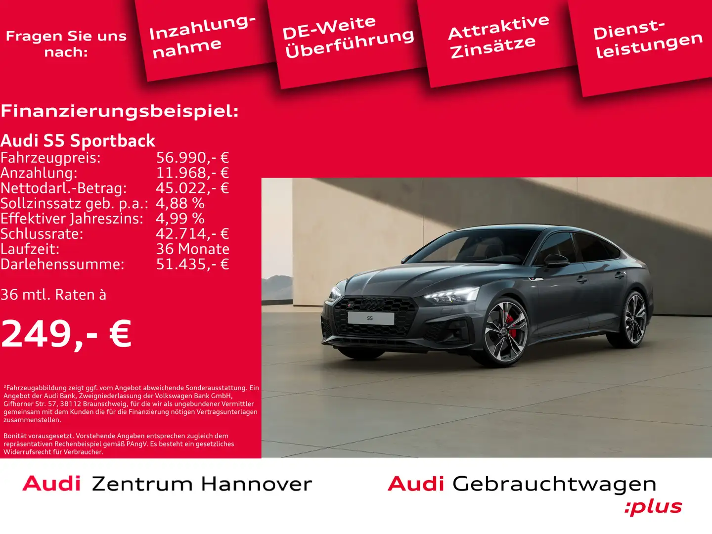 Audi S5 55 TDI qu. Pano Laser Standh. B&O K Grau - 2