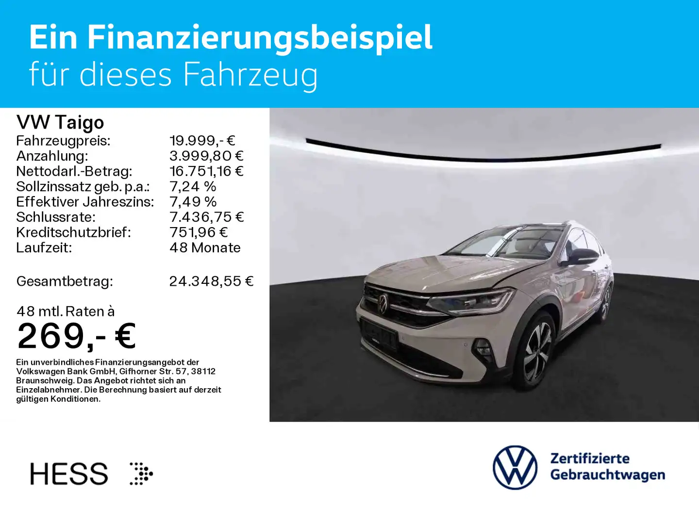 Volkswagen Taigo 1.0 TSI DSG STYLE*IQ.LIGHT*KAMERA*PDC*SHZ* Grau - 2
