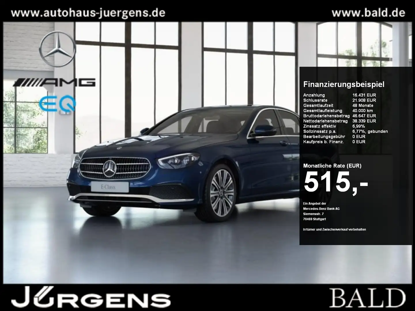 Mercedes-Benz E 450 4M Avantgarde/Wide/ILS/SHD/Burm/360/Memory Blu/Azzurro - 1
