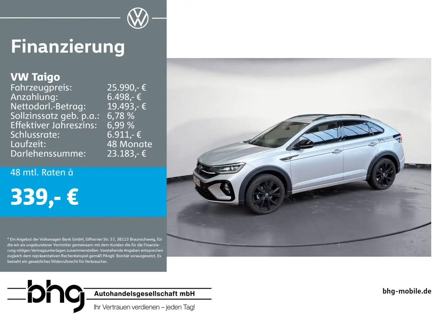 Volkswagen Taigo R-Line 1,5 l TSI OPF  (150 P S) 7-Gang-Dop Argent - 1