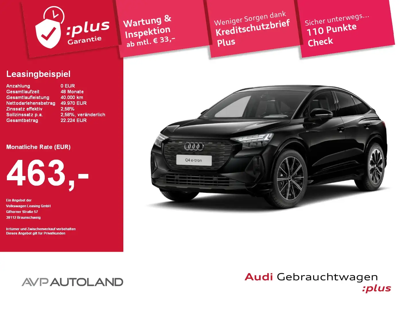 Audi Q4 e-tron Q4 Sportback 45 e-tron quattro | Schwarz - 1
