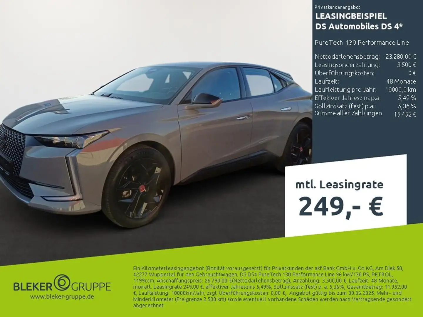 DS Automobiles DS 4 PureTech 130 Performance Line Gris - 1