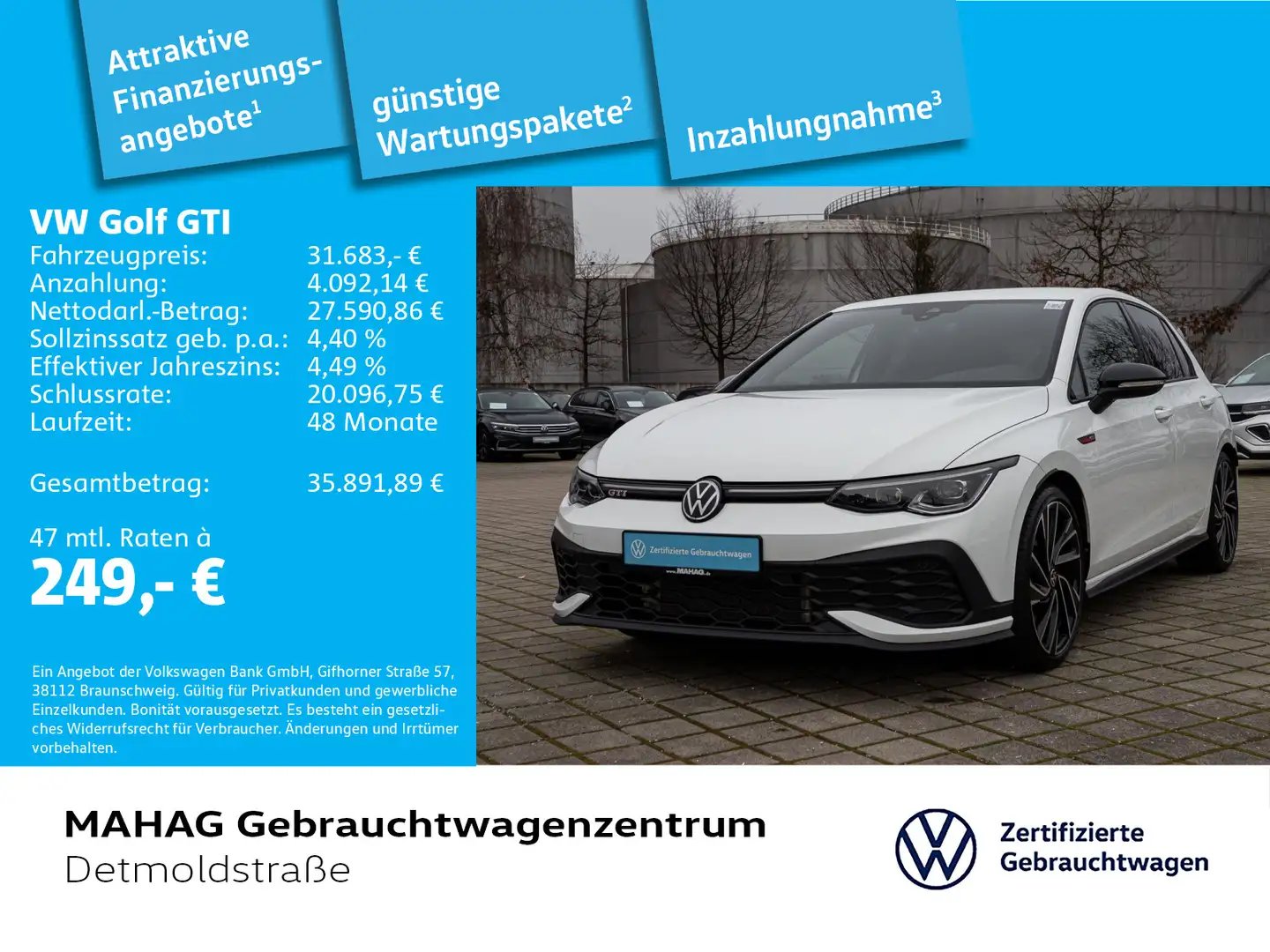 Volkswagen Golf GTI Golf VIII GTI Clubsport 2.0 TSI LED+ ParkPilot R Weiß - 1