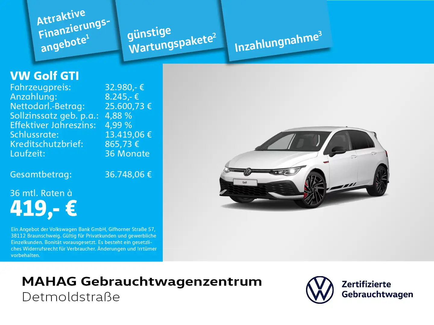 Volkswagen Golf GTI Golf VIII GTI Clubsport 2.0 TSI LED+ ParkPilot R Weiß - 1