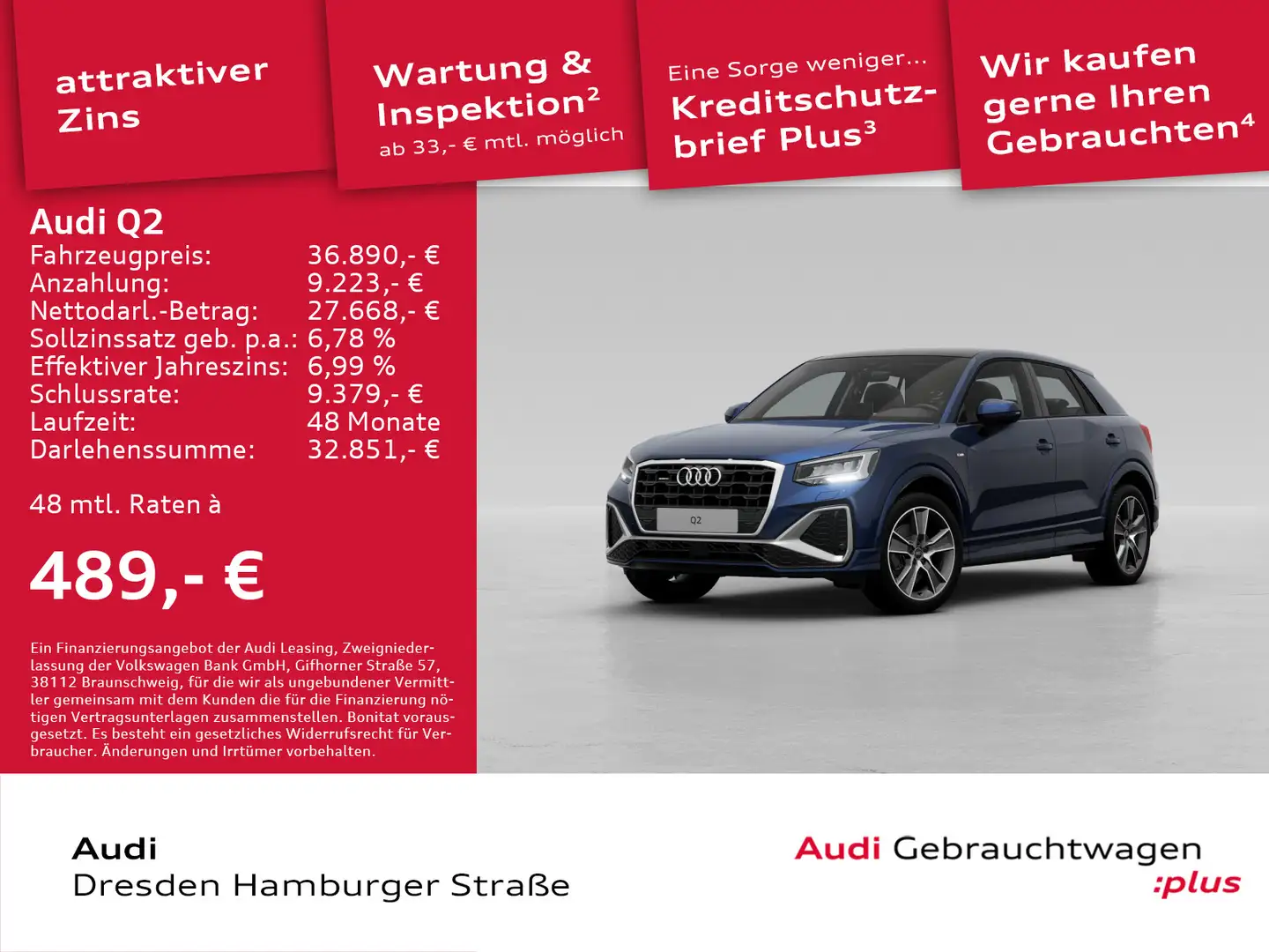 Audi Q2 S line 40 TFSI quattro SONOS Pano LED-SW DAB Blau - 1