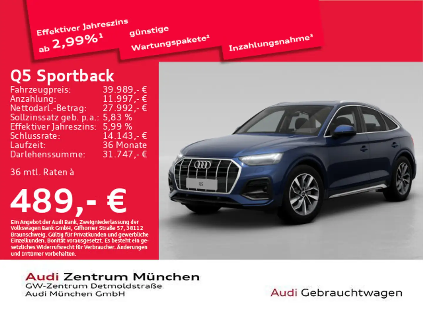 Audi Q5 40 TDI qu. S tronic advanced AHK/Pa Blauw - 1