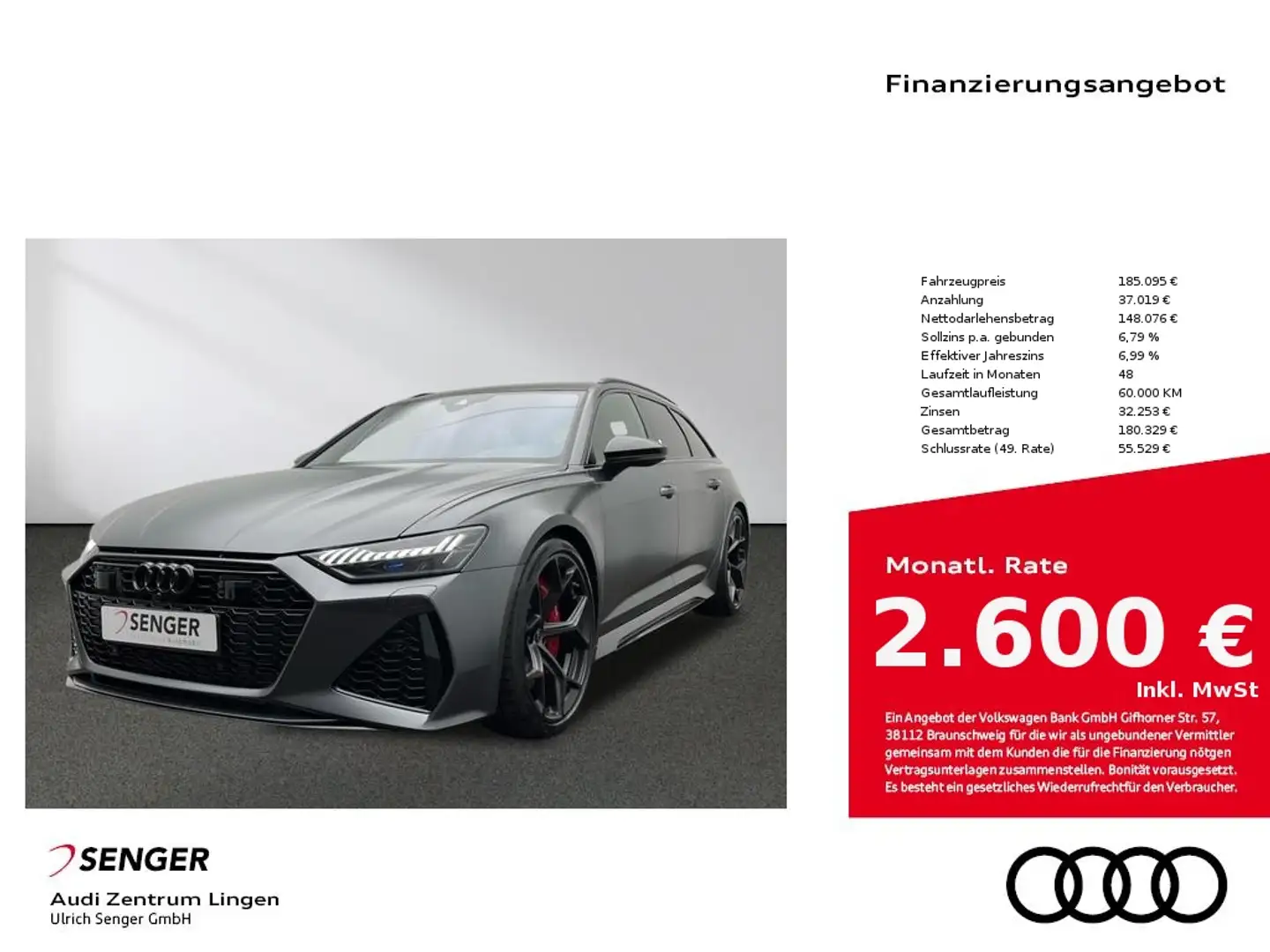 Audi RS6 Avant performance RS-Dynamikpaket plus Pano. Grau - 1