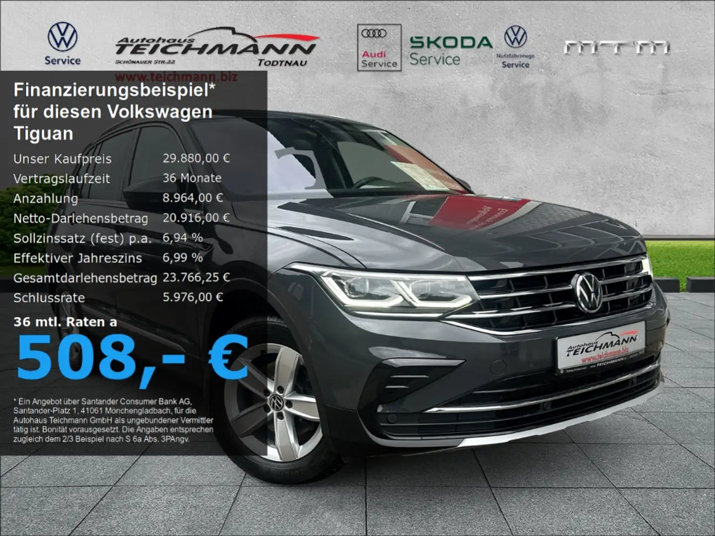 Volkswagen Tiguan Elegance 4Motion 2.0 TDI DSG AHK BMT EU6d Grau - 1
