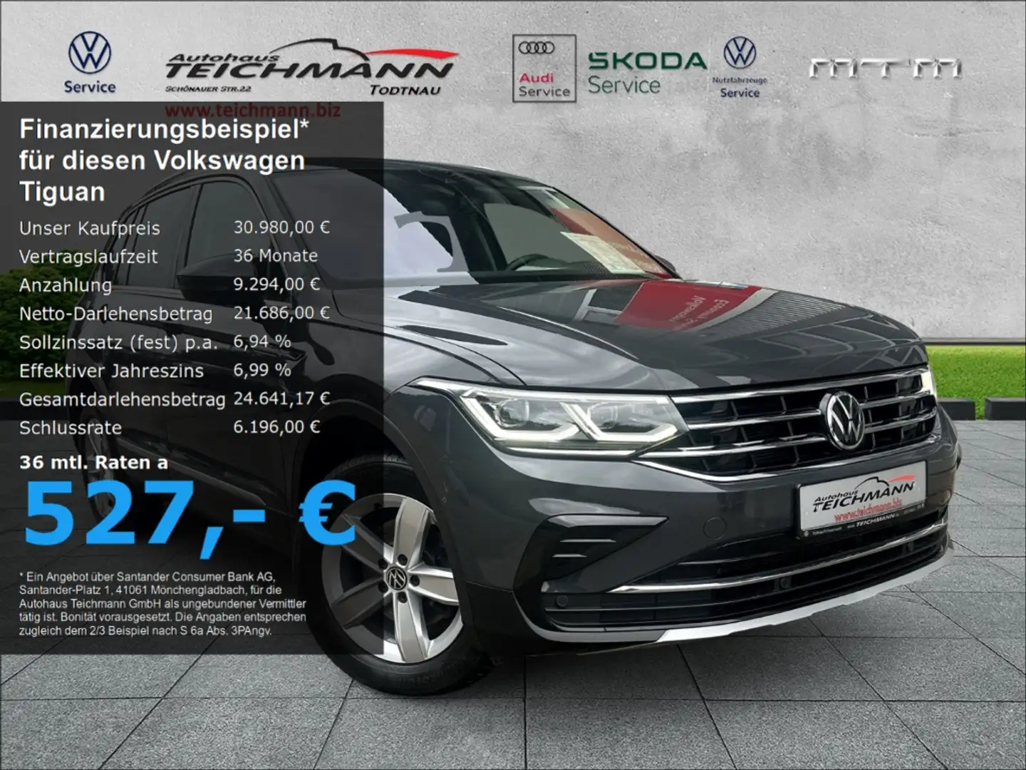 Volkswagen Tiguan Elegance 4Motion 2.0 TDI DSG AHK BMT  EU6d Grau - 1
