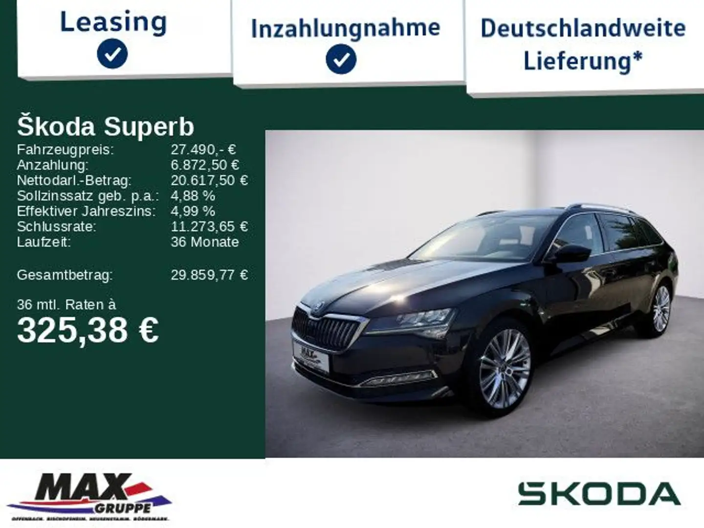 Skoda Superb Combi 2.0 TDI Style KESSY+KAM+NAV+MEMORY Noir - 1