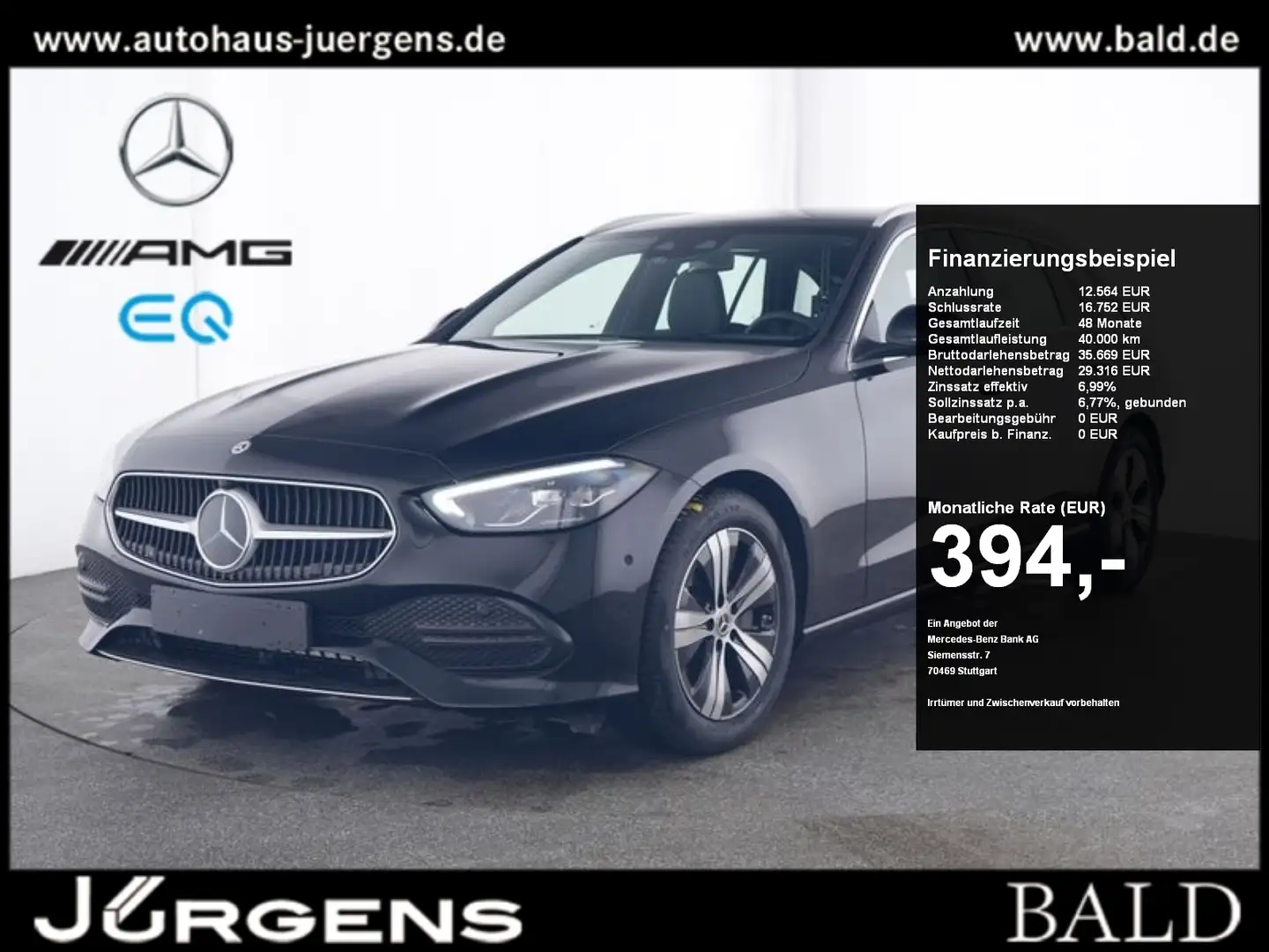 Mercedes-Benz C 220 d T Avantgarde/AHK/Distr/Memo/360/LED/Keyl Schwarz - 1