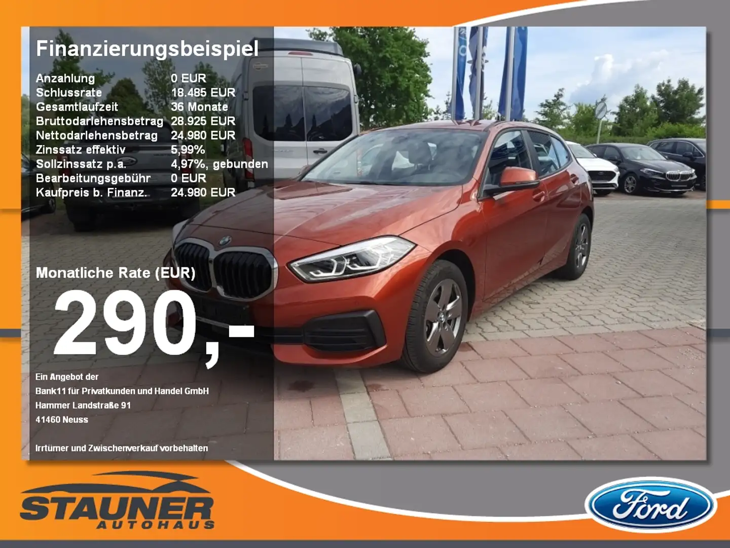 BMW 118 i Navi Kamera Sportsitze Teilleder SHZ DAB Orange - 1
