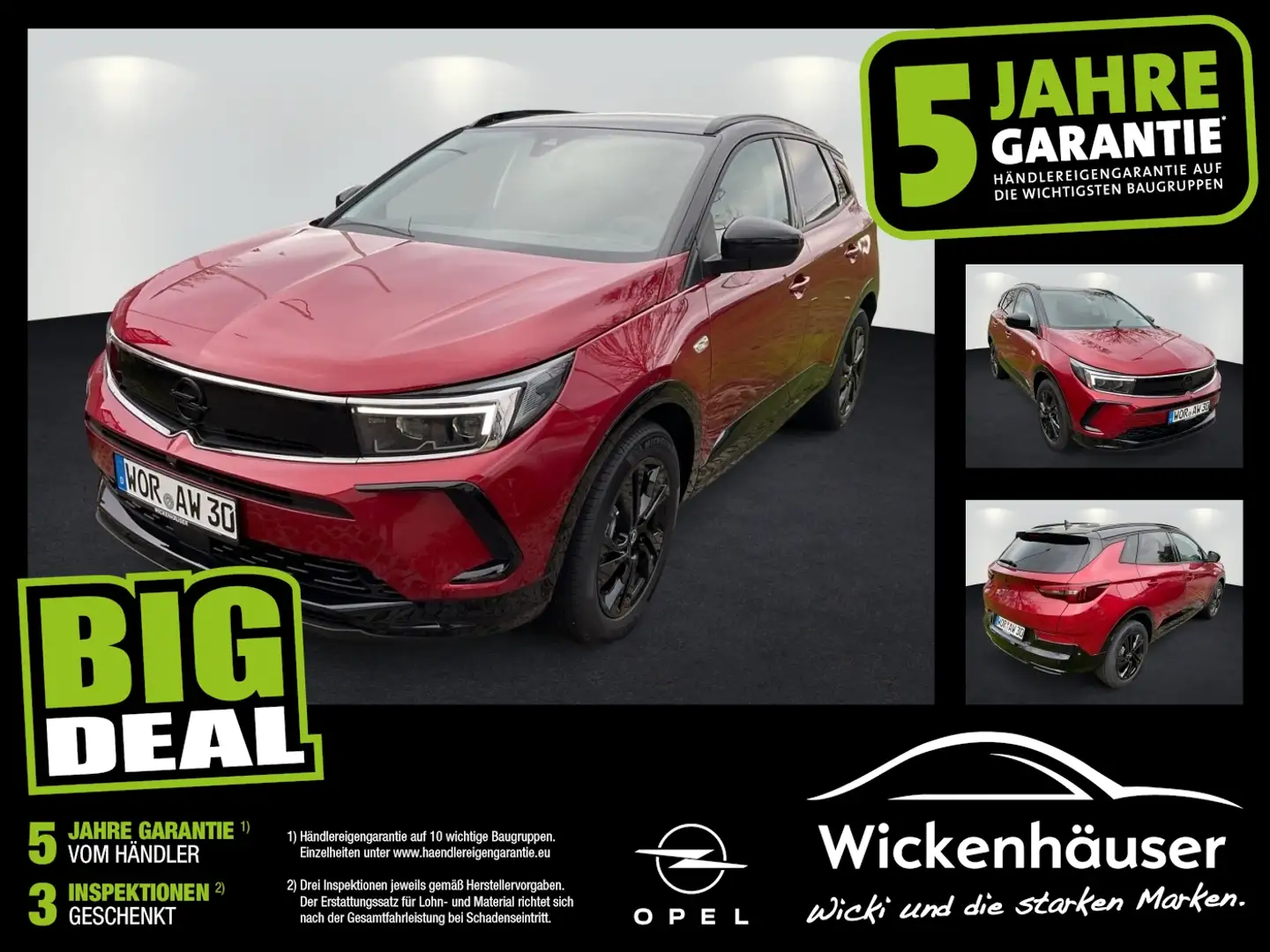 Opel Grandland 1.2 Turbo GS Line FLA 360 SpurW Rot - 1