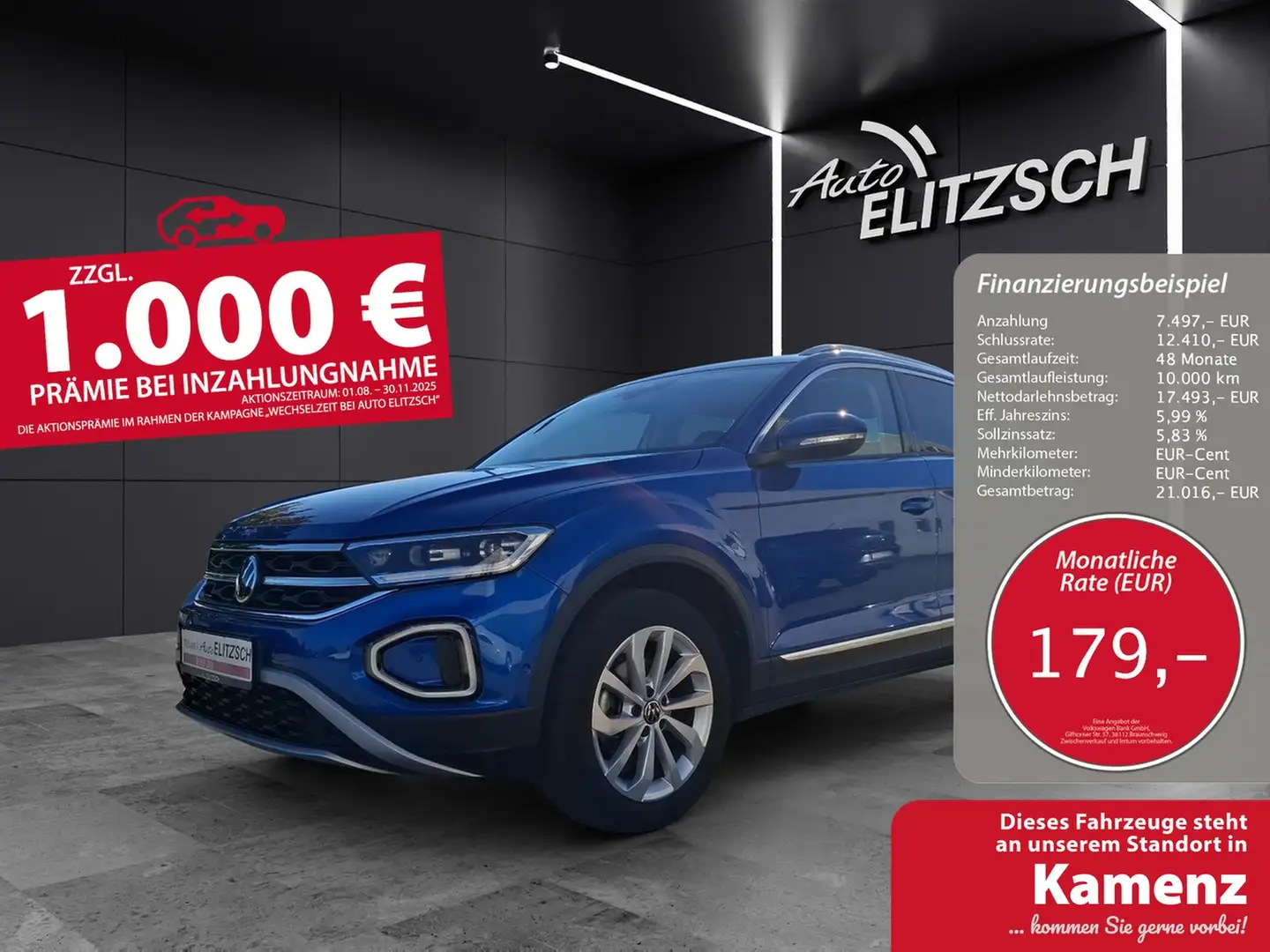 Volkswagen T-Roc TSI Style LED AID ACC Park-Assist SH Blau - 1