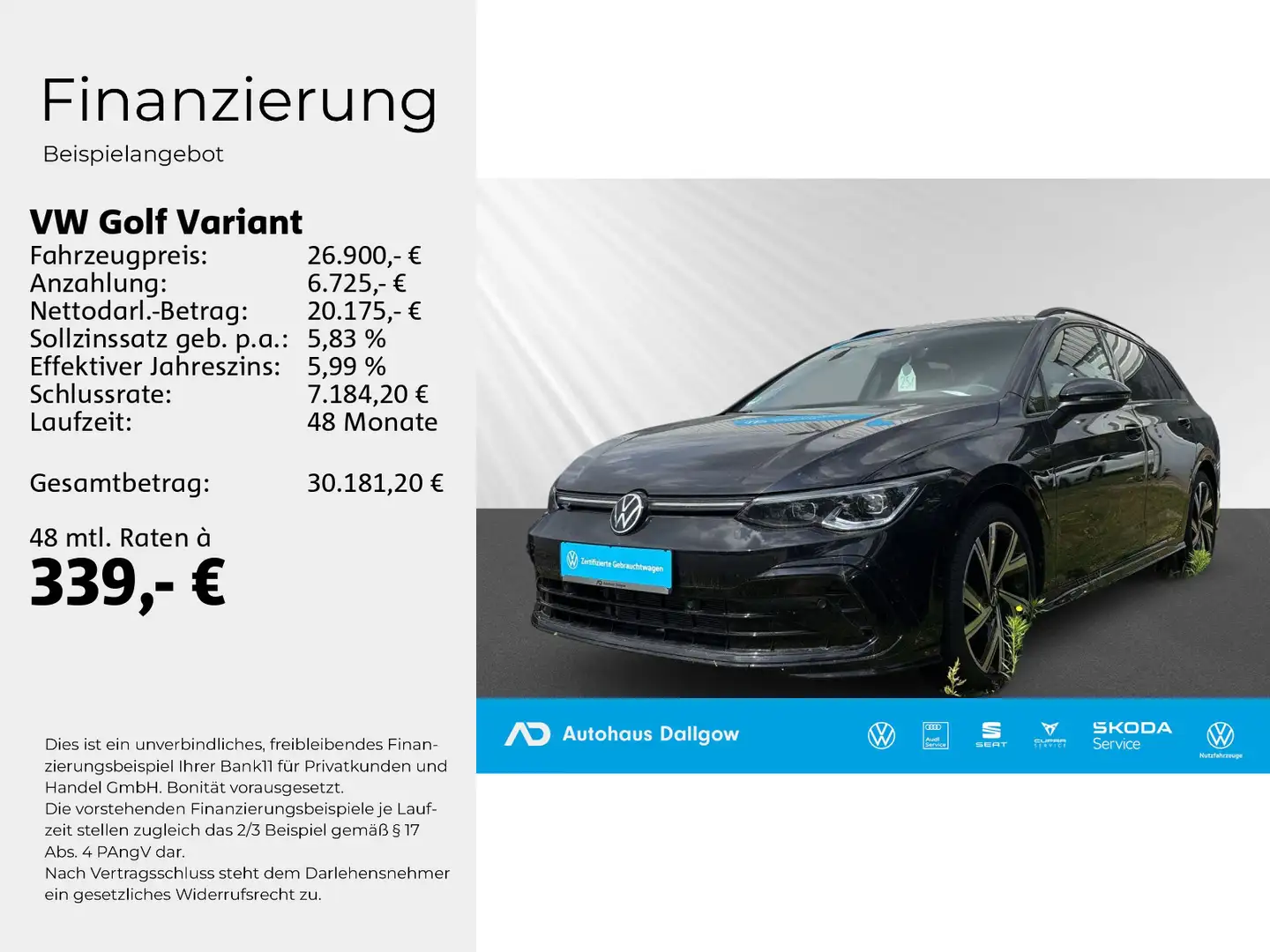Volkswagen Golf Variant R-Line 1,5 l eTSI 130PS+DSG+LED+PDC Schwarz - 2