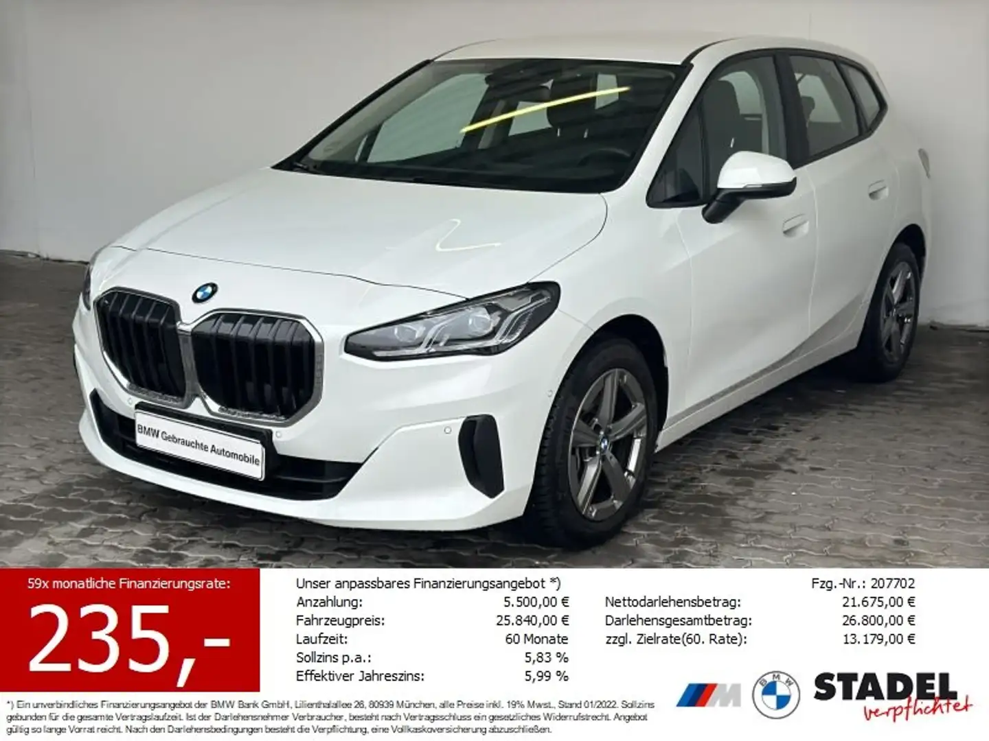 BMW 218 iA Active Tourer Navi.LED.RFK.KomfZg.ACC.LR-H Weiß - 1