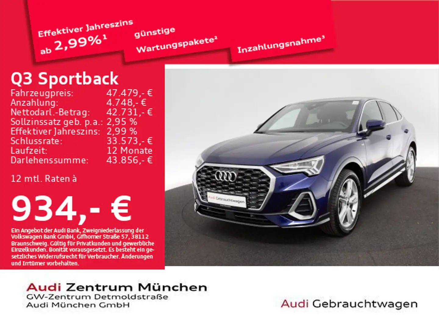 Audi Q3 40 TDI qu. S tronic S line Pano/Vir Blau - 1
