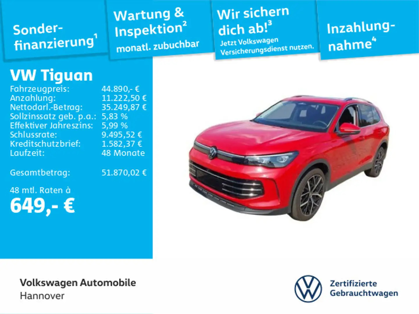 Volkswagen Tiguan 1.5 TSI DSG eHybrid Elegance Navi AHK Pan Rot - 1