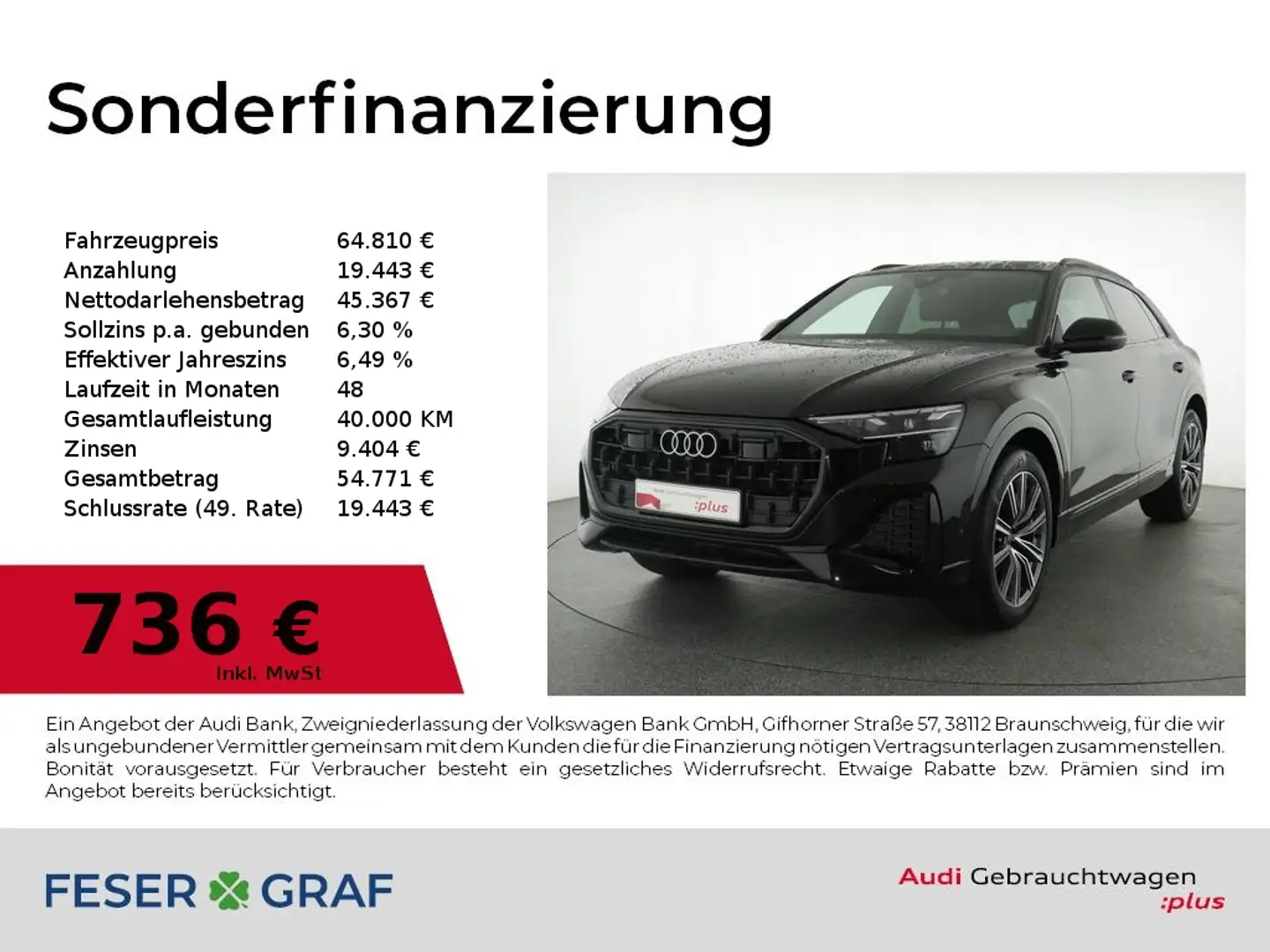 Audi Q8 45 TDI Facelift/Matrix/HuD/Luft/Air/AHK/ACC Schwarz - 1