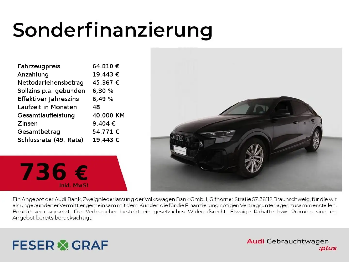 Audi Q8 45 TDI Facelift/Matrix/HuD/Luft/Air/AHK/ACC+Stadt/ Schwarz - 1