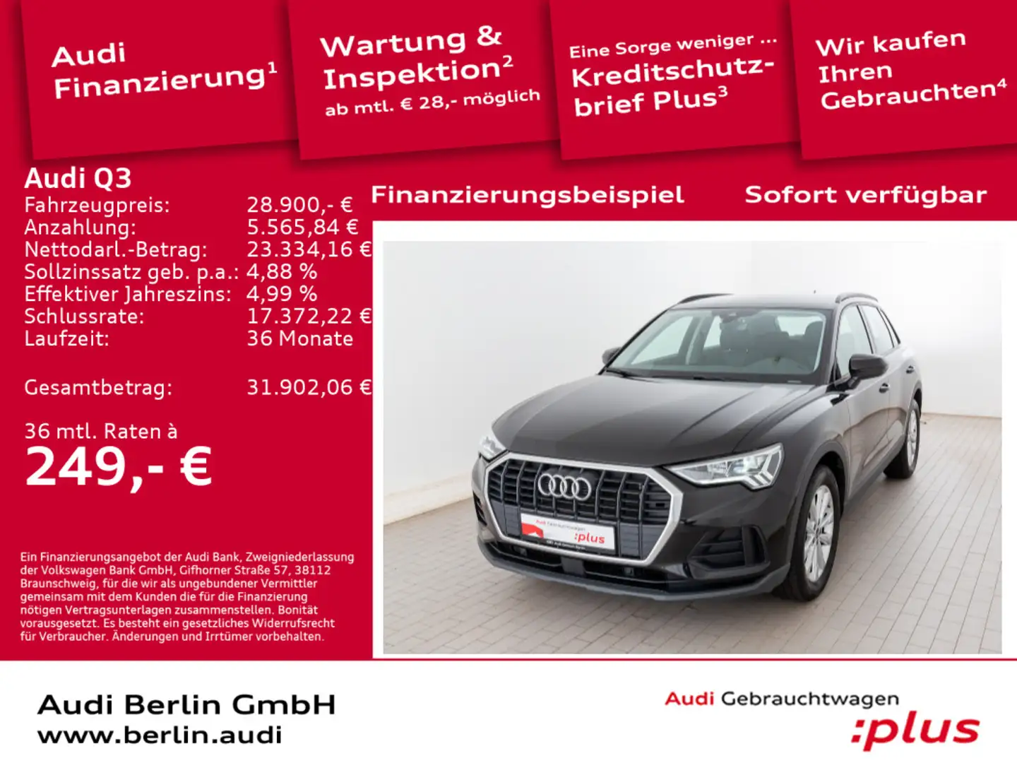 Audi Q3 35 TDI S tr. AHK PDC NAVI LED VIRTUAL Schwarz - 1