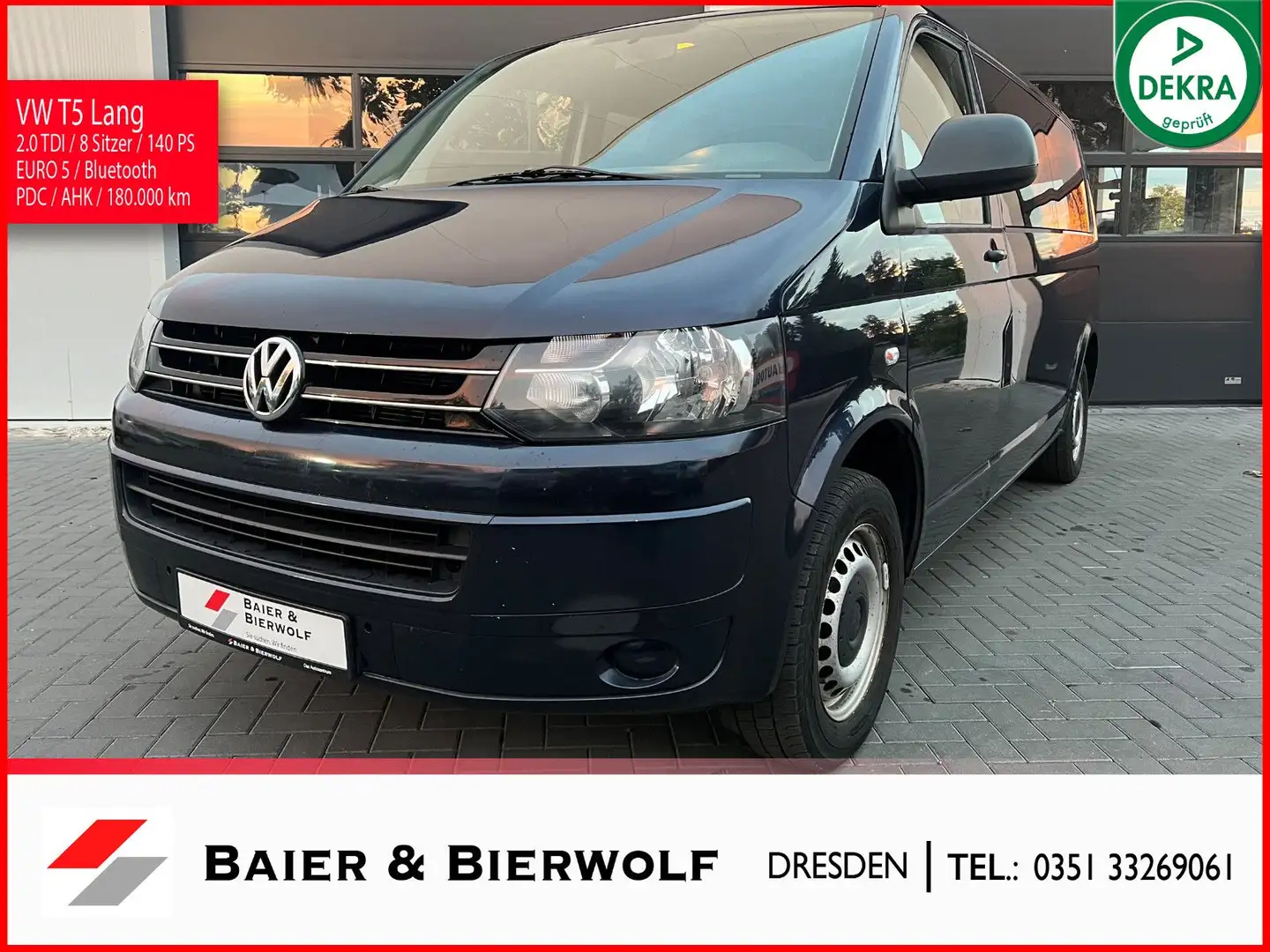 Volkswagen T5 Transporter Lang 8 Sitzer 140PS AHK PDC Stand Bleu - 1