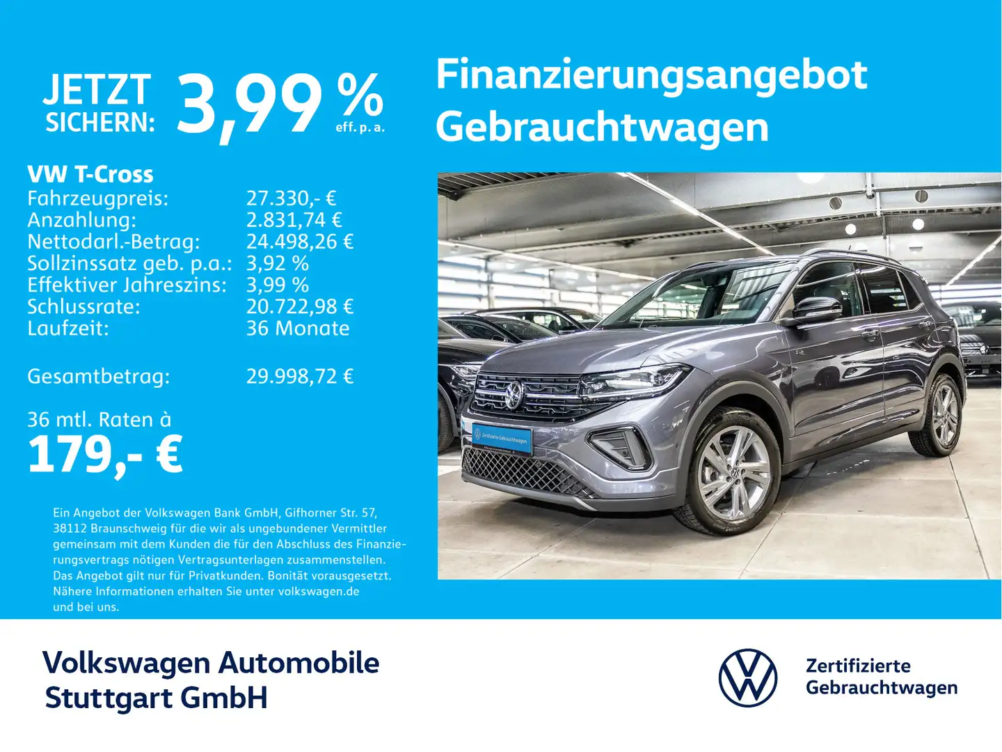Volkswagen T-Cross R-Line 1.5 TSI DSG Navi Grau - 1