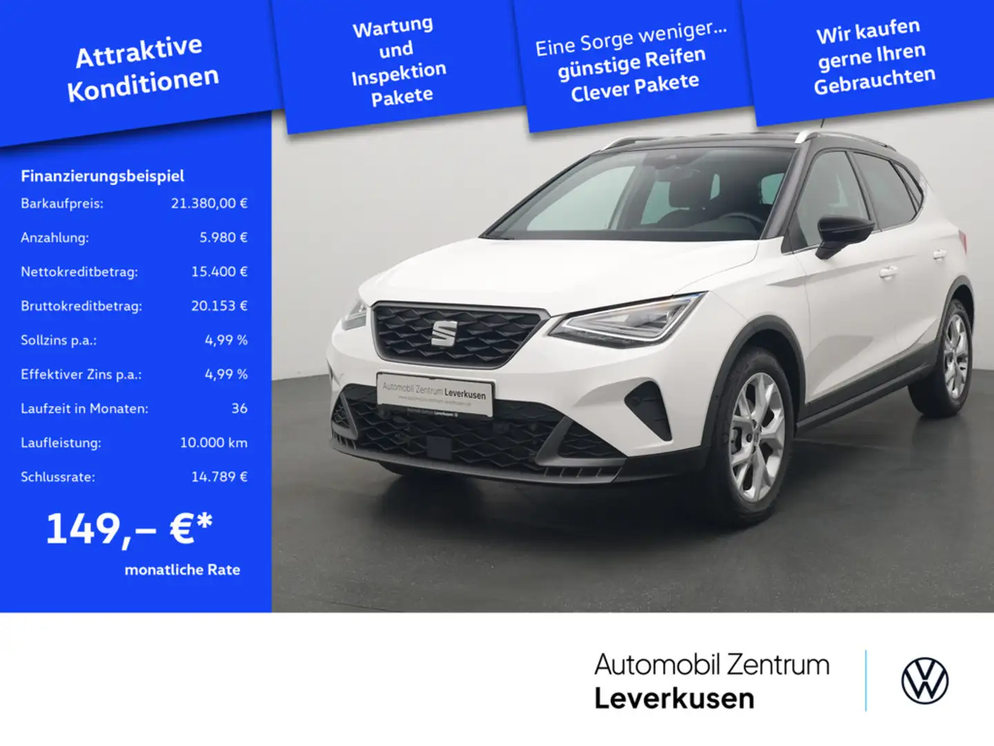 SEAT Arona FR DSG VIRT LED KAM NAVI SHZ PDC Weiß - 1