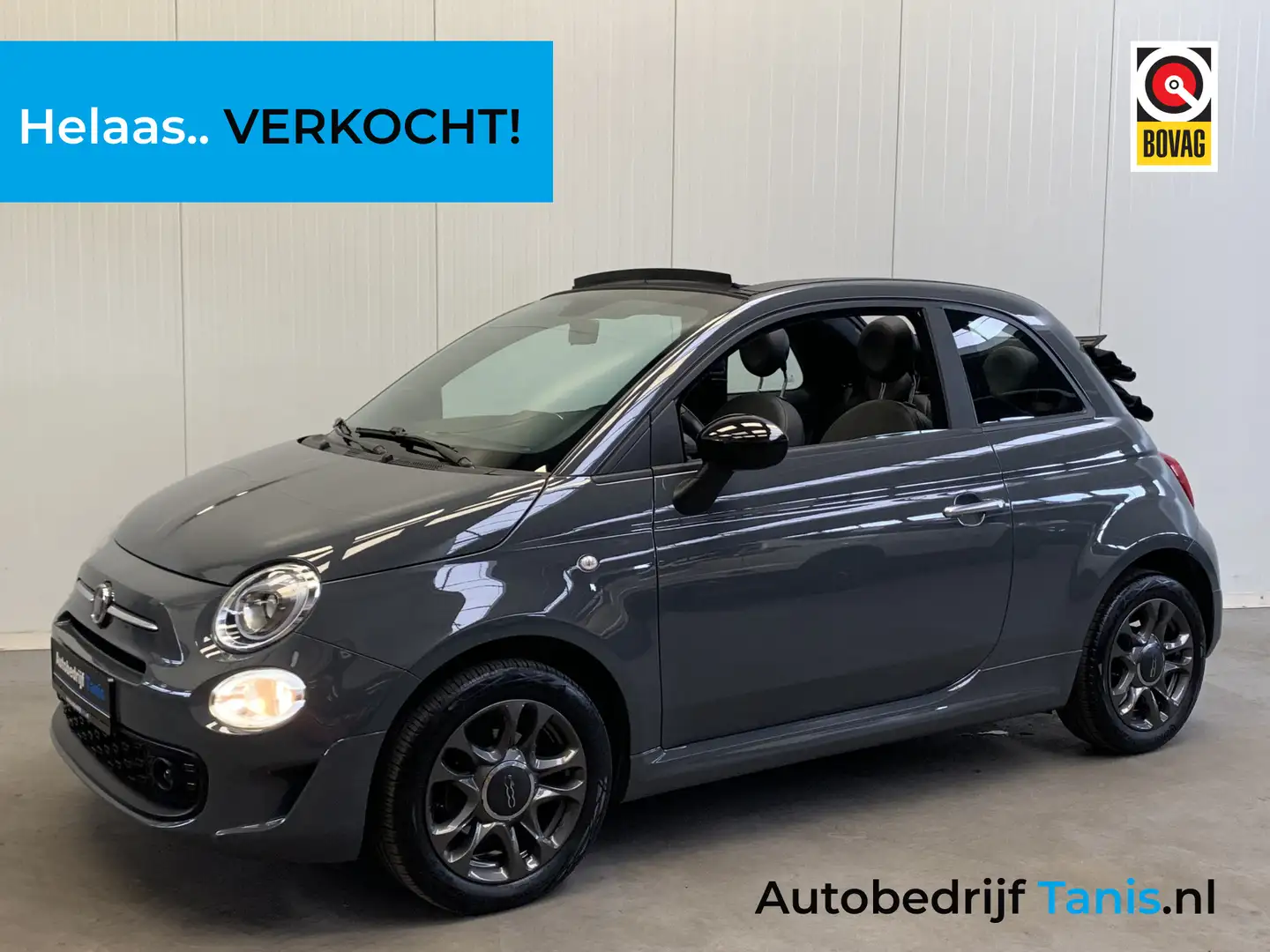 Fiat 500C 1.0 Hybrid Sport AIRCO-LEDER-NAVI by CARPLAY-CRUIS Grijs - 1
