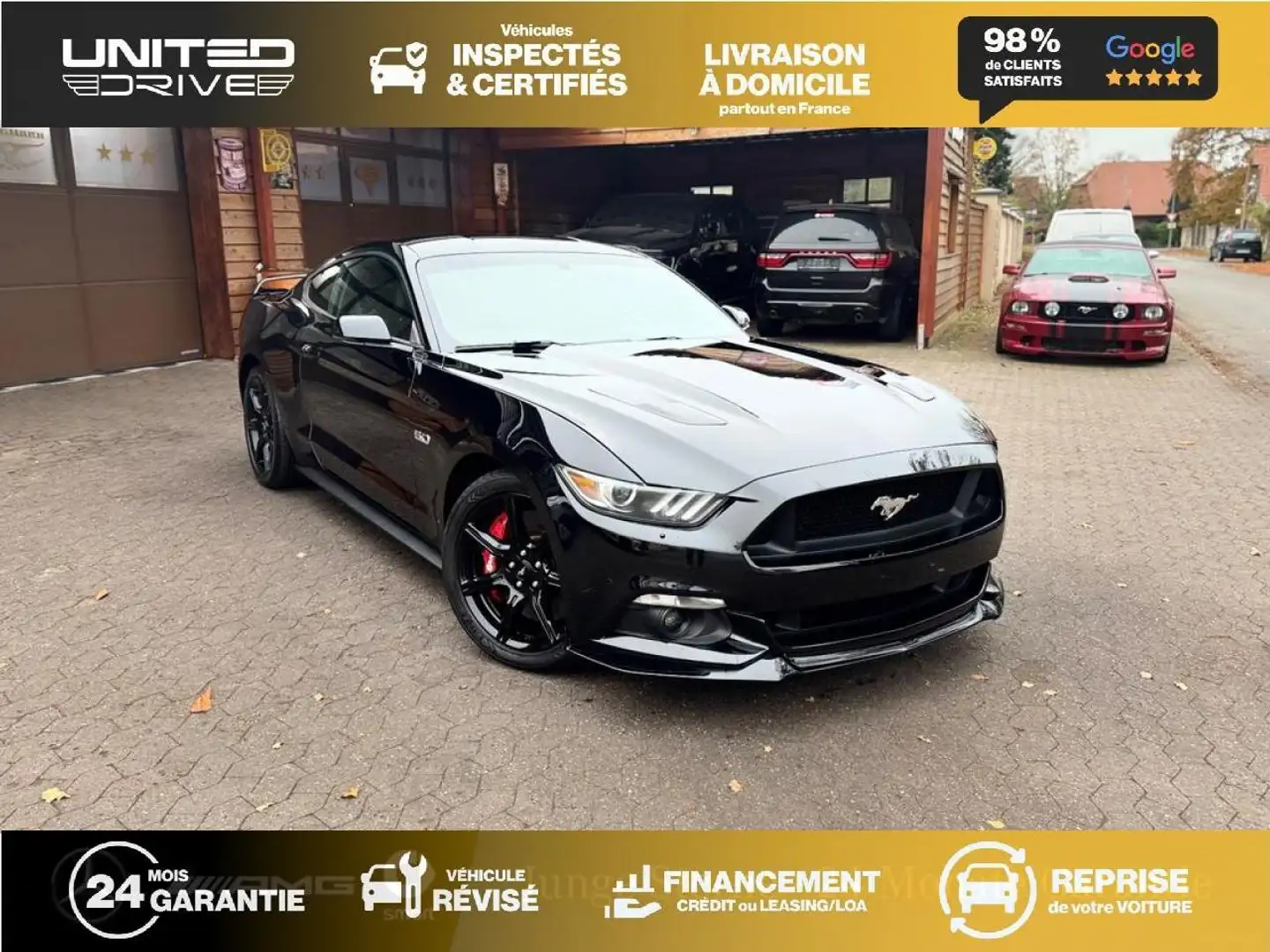 Ford Mustang Mustang Fastback 5.0 V8 Ti-VCT - 421  FASTBACK 2015 COUPE GT PHASE 1 Noir - 2